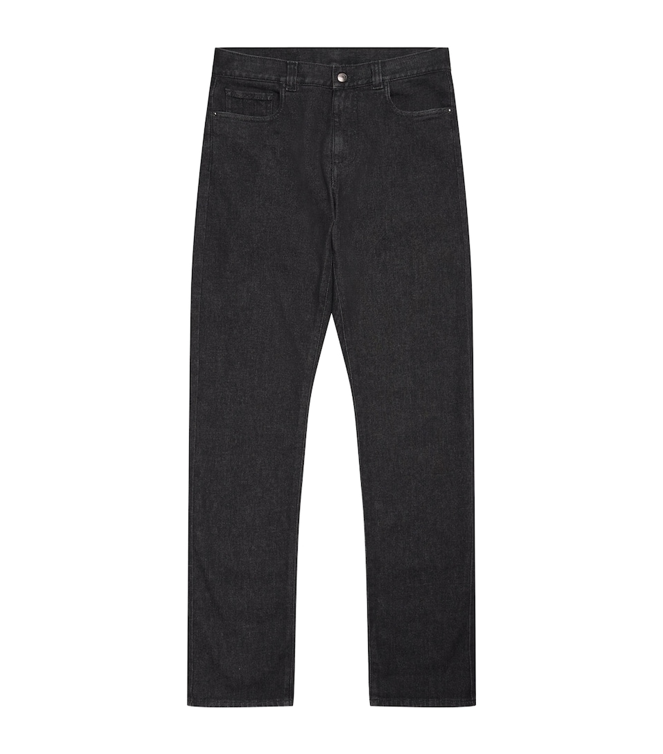 Canali Mens Stretch-Cotton-Cashmere Straight Jeans Black