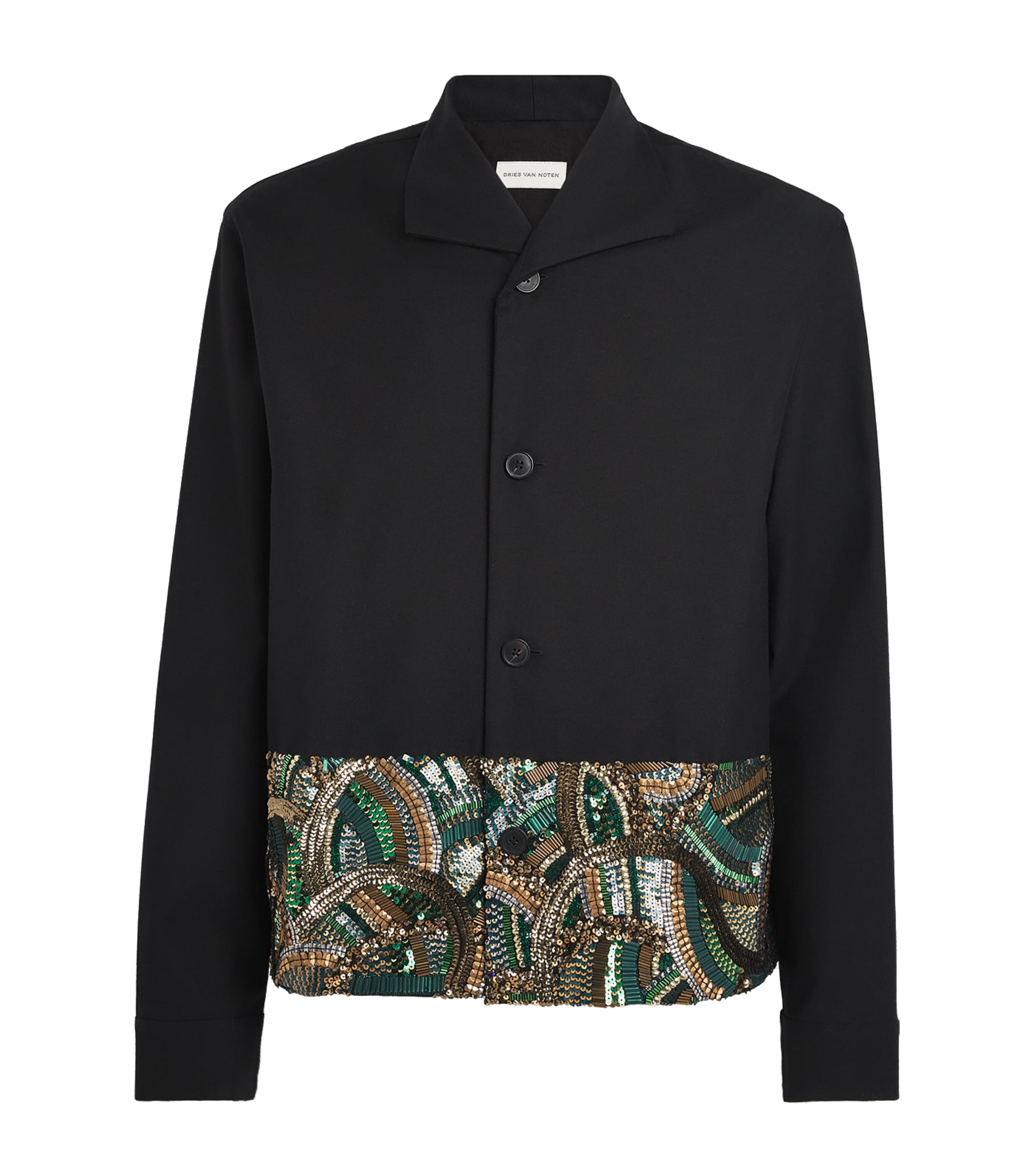 DRIES VAN NOTEN Mens Cotton-Wool Sequin Jacket Black
