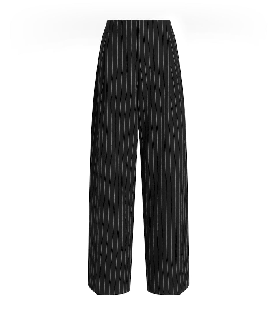 Dolce&Gabbana Womens Virgin Wool-Linen Pinstripe Trousers Stri