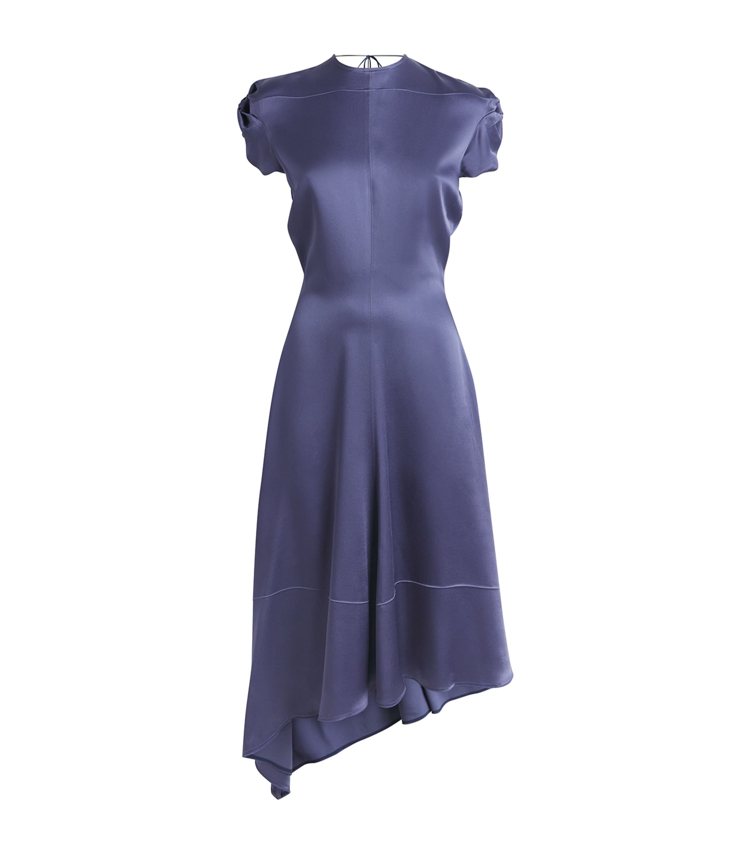 Victoria Beckham Womens Twist Shoulder Midi Dress Eclipse