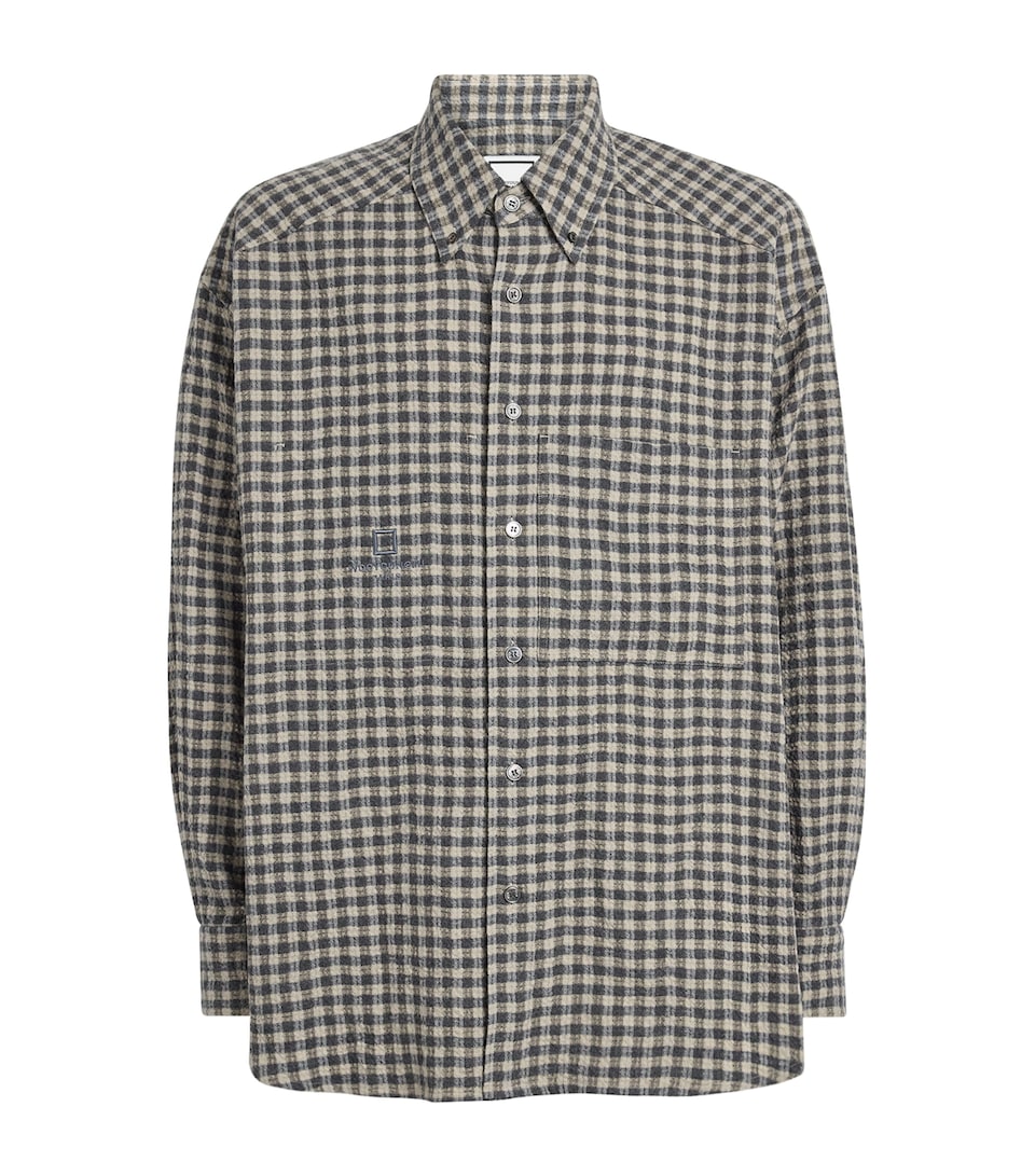 Wooyoungmi Mens Cotton-Wool Check Shirt Grey