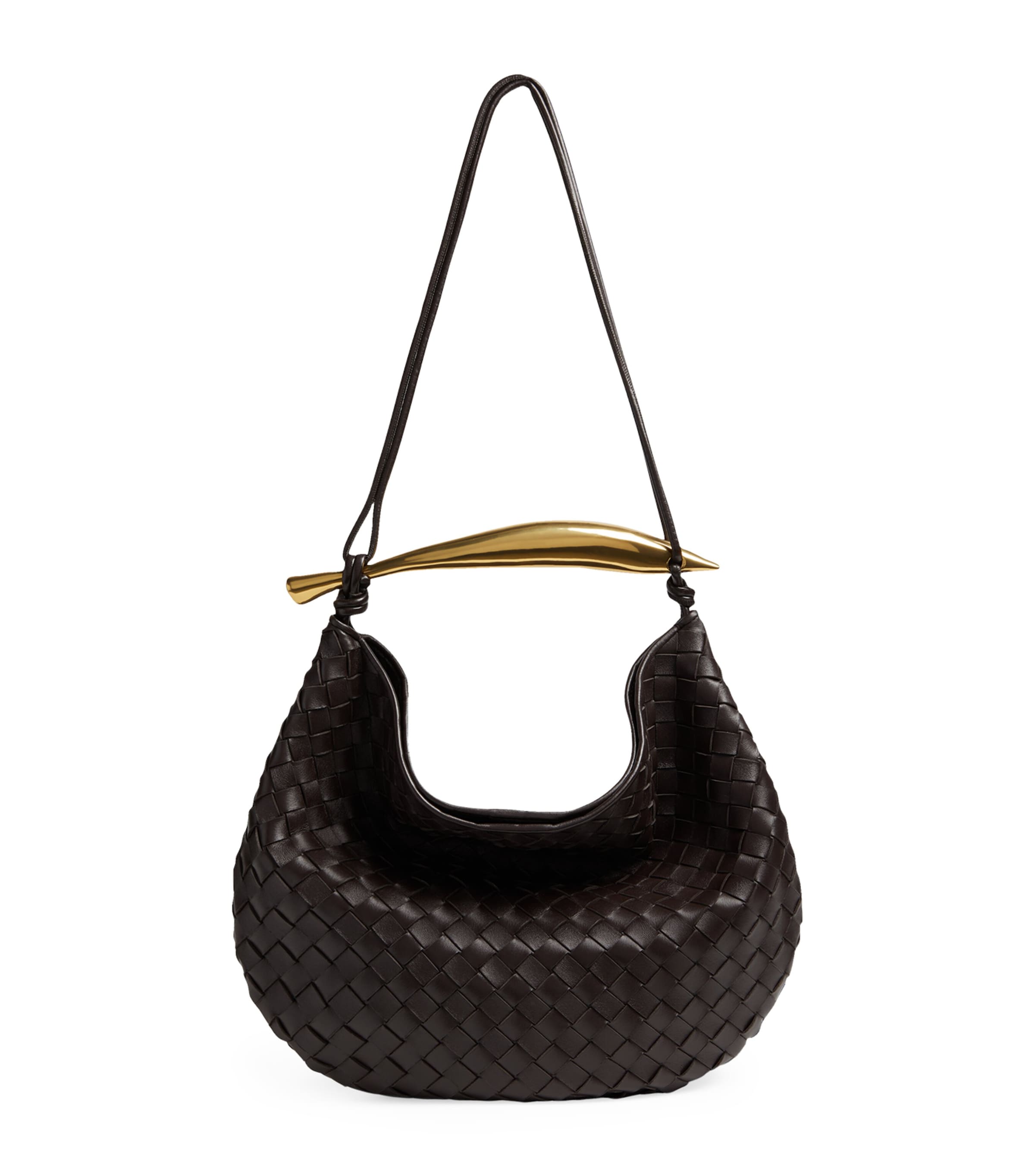 Bottega Veneta Medium Leather Sardine Shoulder Bag Fondant M Brass
