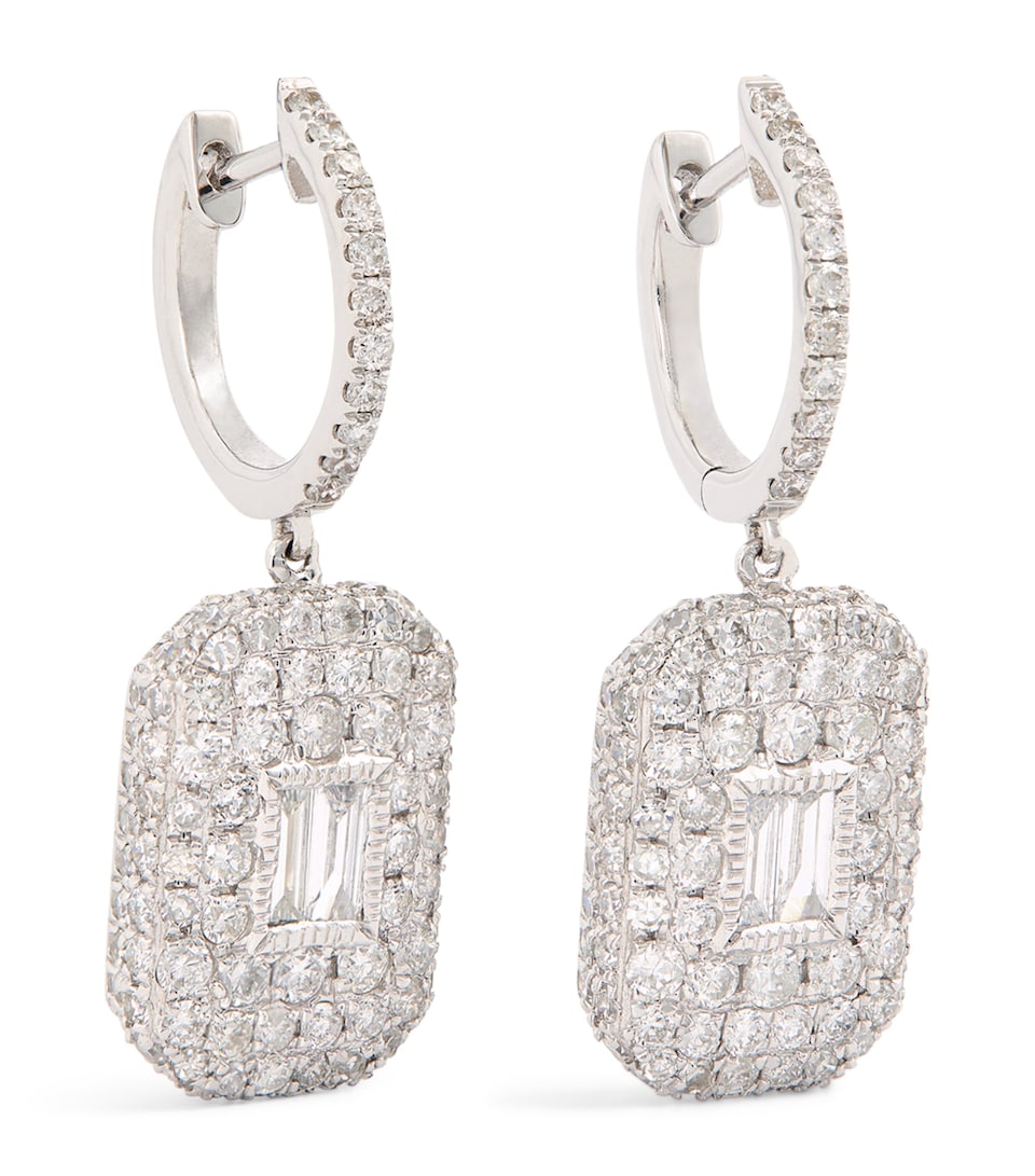White Gold and Diamond New Modern Drop Earrings