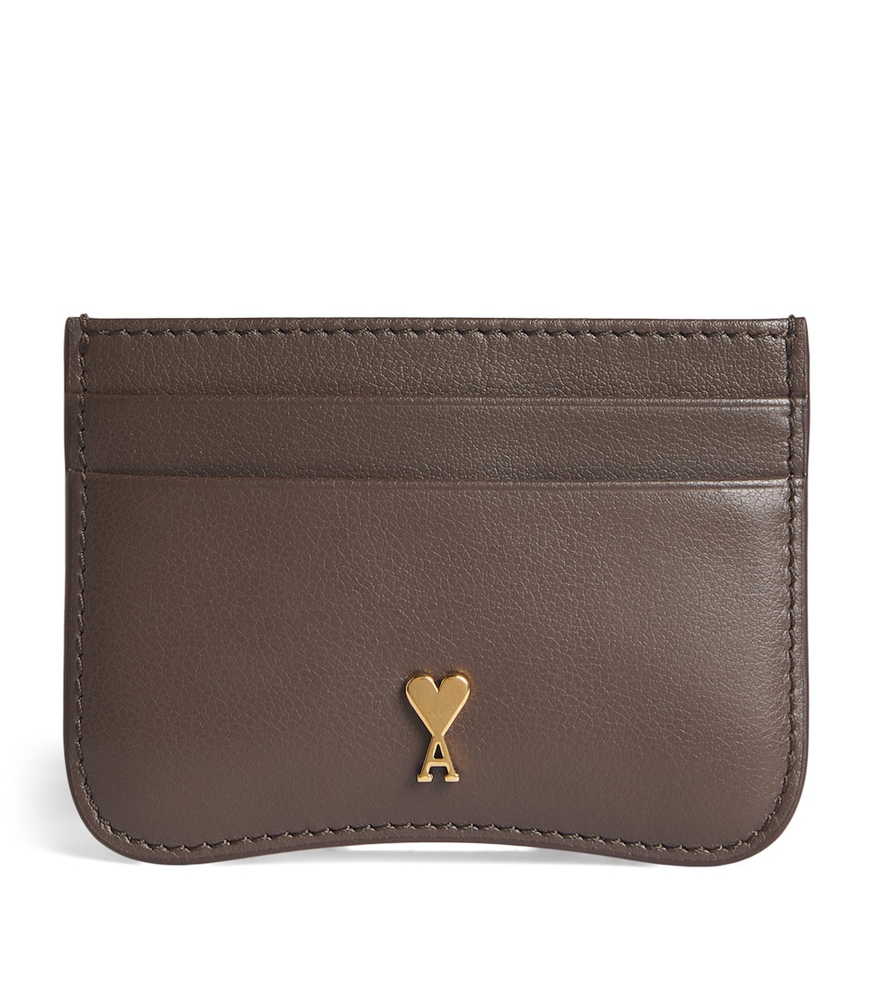 AMI Paris Grained Leather Paris Card Holder Truffe