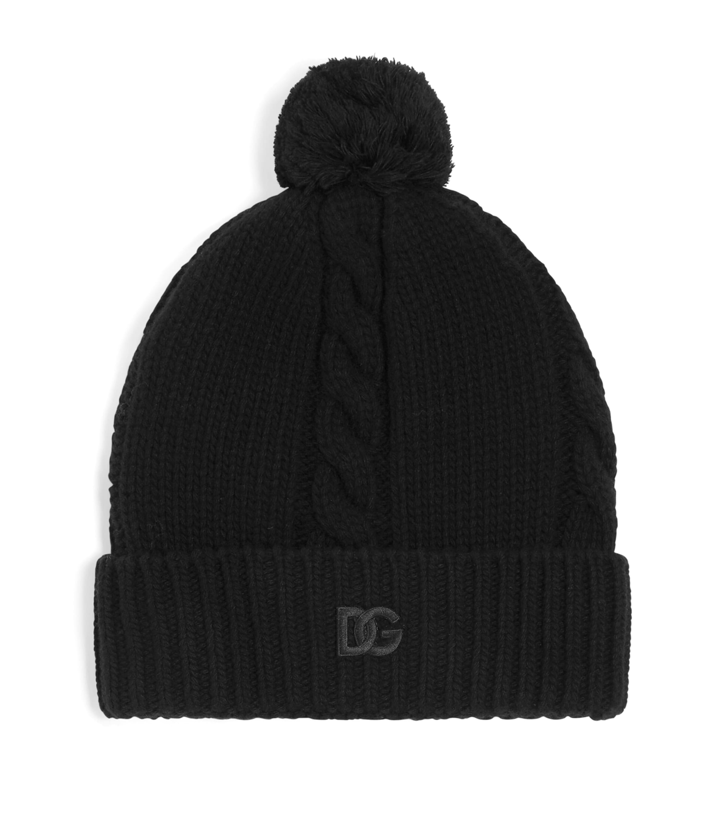 Dolce&Gabbana Virgin Wool Cable-Knit Beanie Black