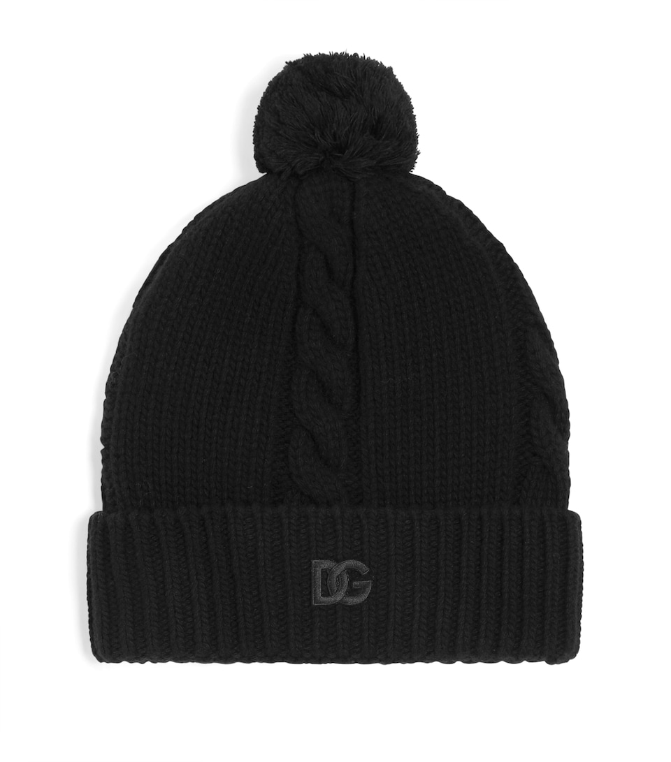 Dolce&Gabbana Virgin Wool Cable-Knit Beanie Black