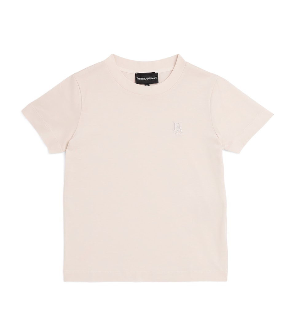 Emporio Armani Kids Cotton Logo T-Shirt (4-16 Years) White Sand