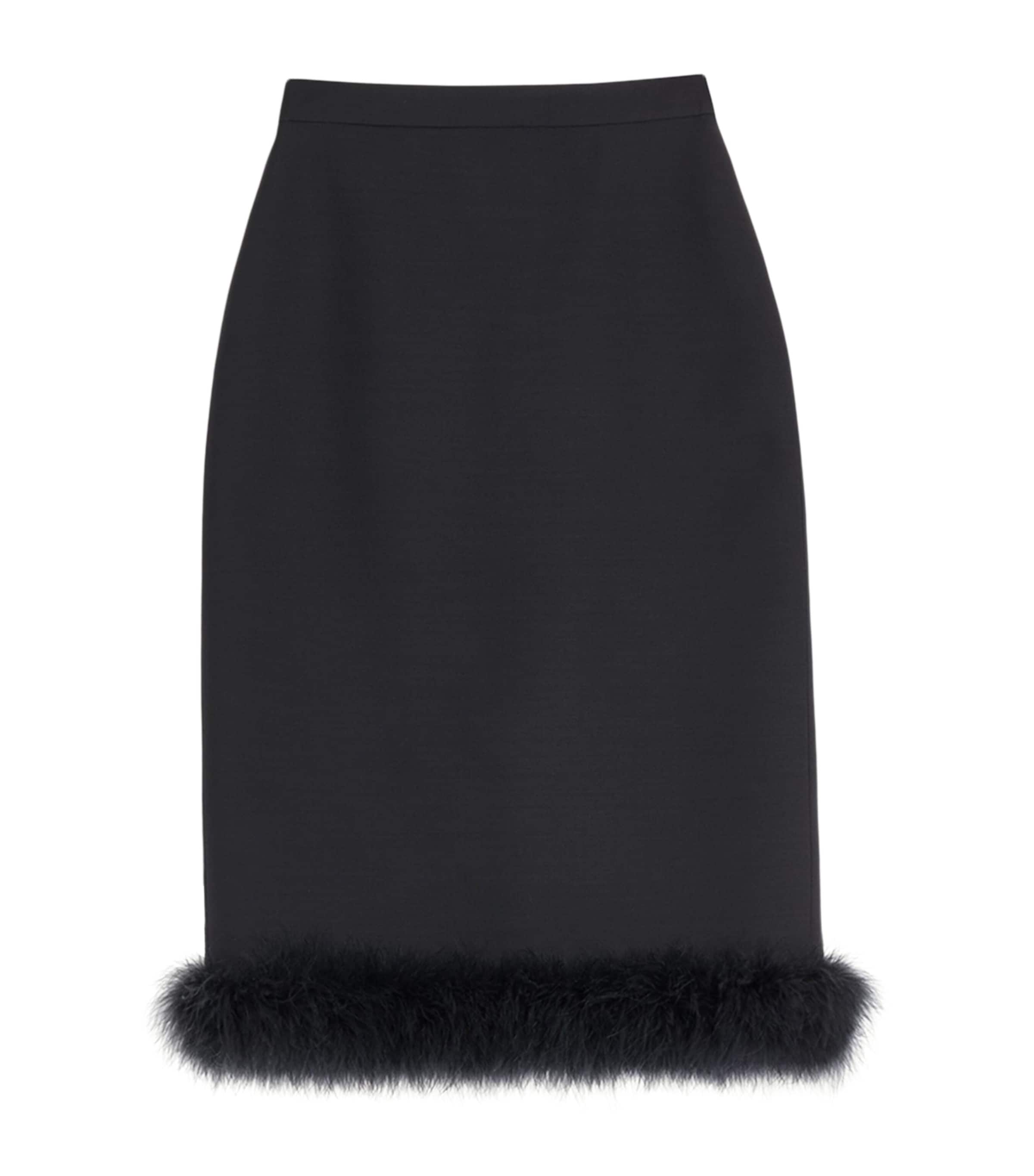 Virgin Wool-Silk-Feather Midi Skirt