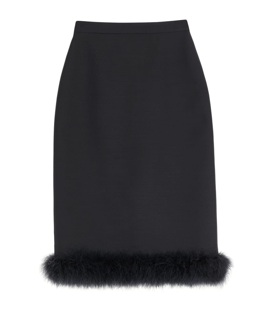 Virgin Wool-Silk-Feather Midi Skirt