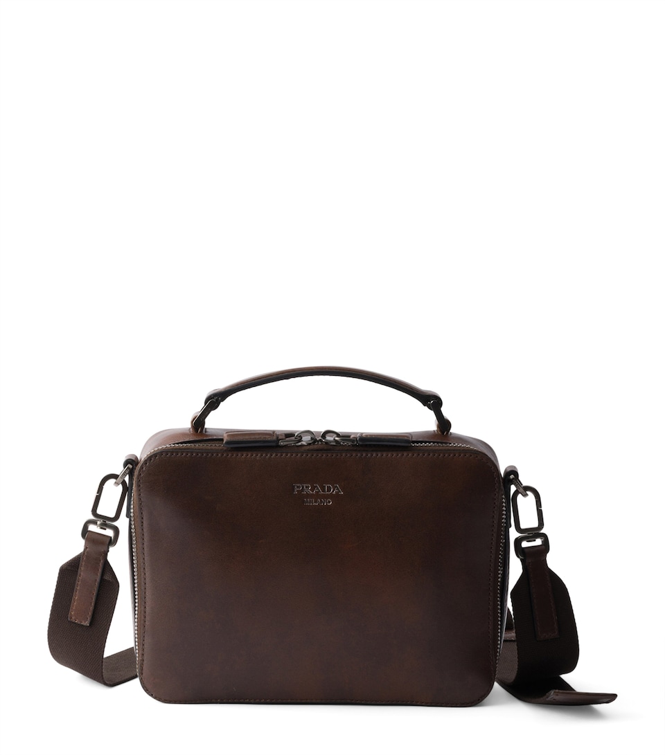 Prada Leather Brique Cross-Body Bag Brown