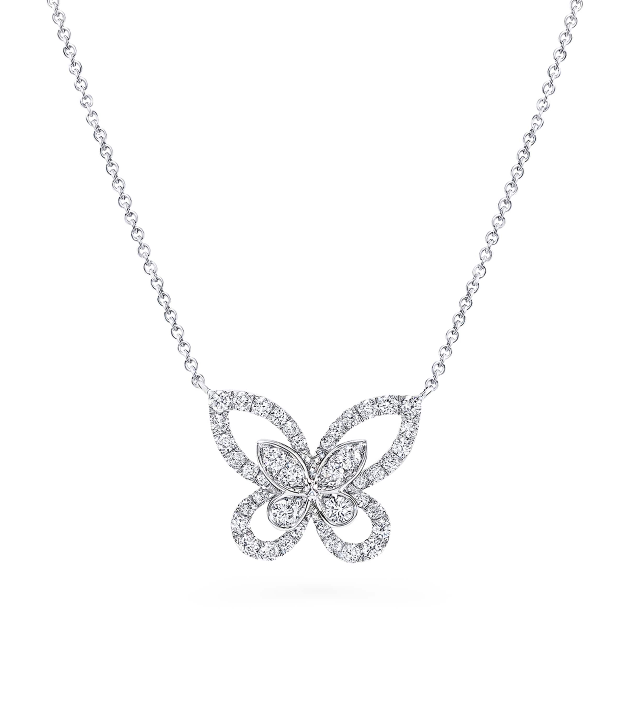 White Gold and Diamond Mini Butterfly Necklace