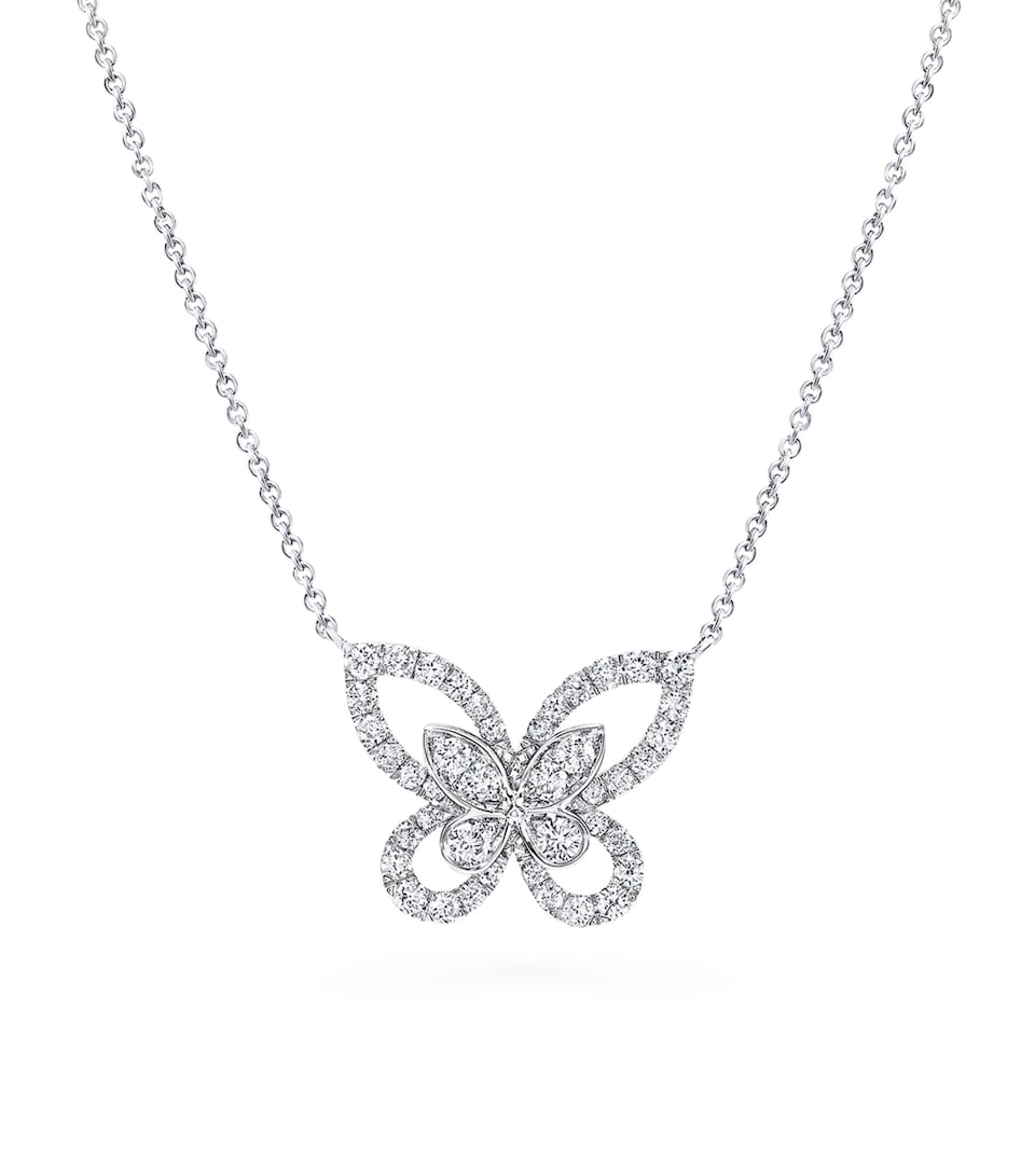 White Gold and Diamond Mini Butterfly Necklace