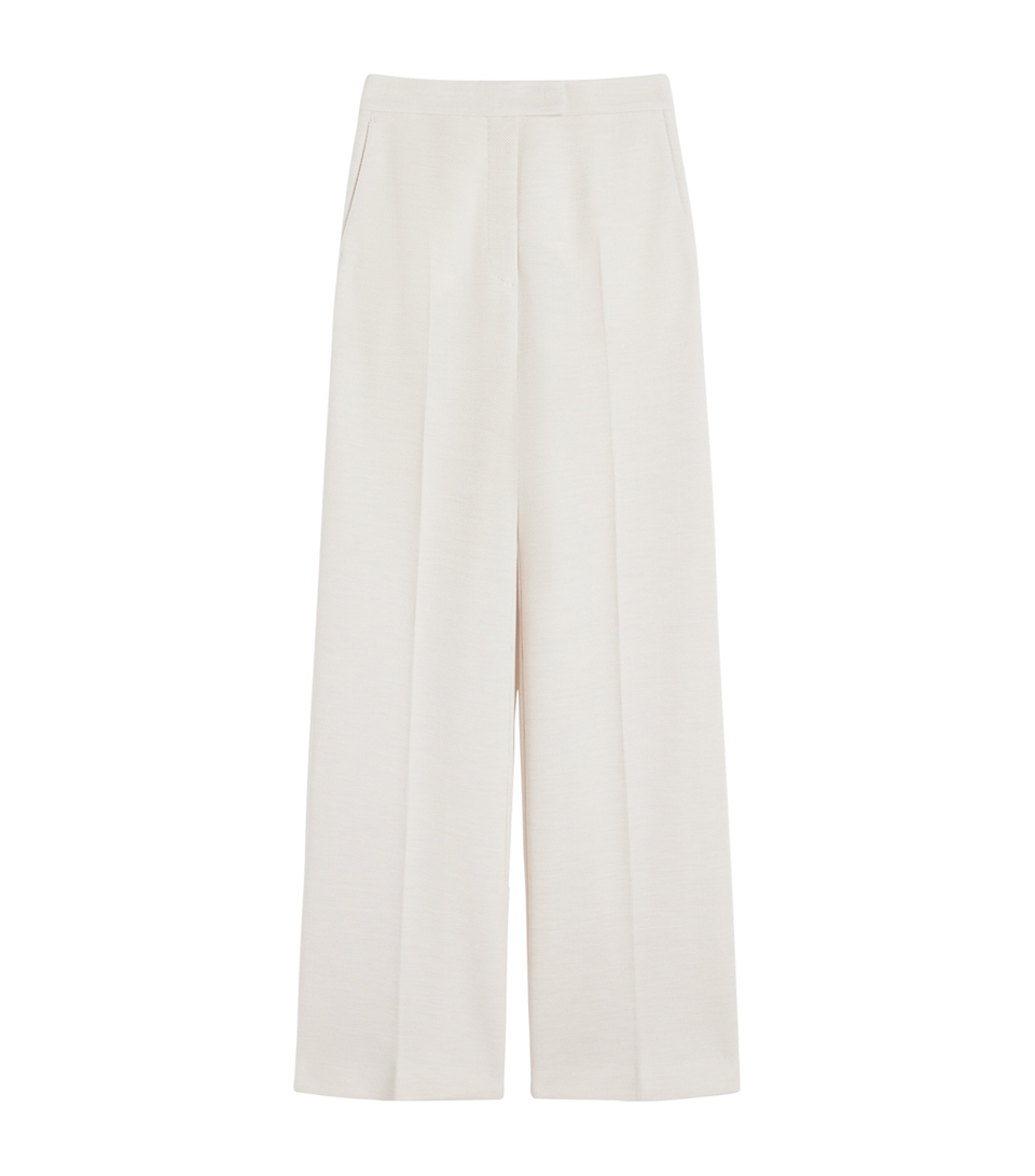 Wool Piqué Wide-Leg Trousers