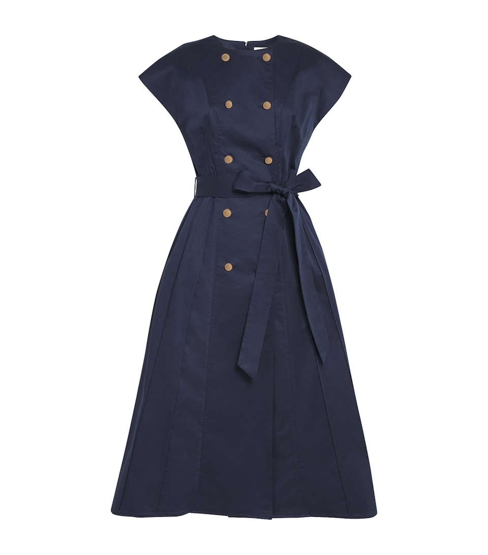 Cotton-Blend Double-Breasted Midi Dress