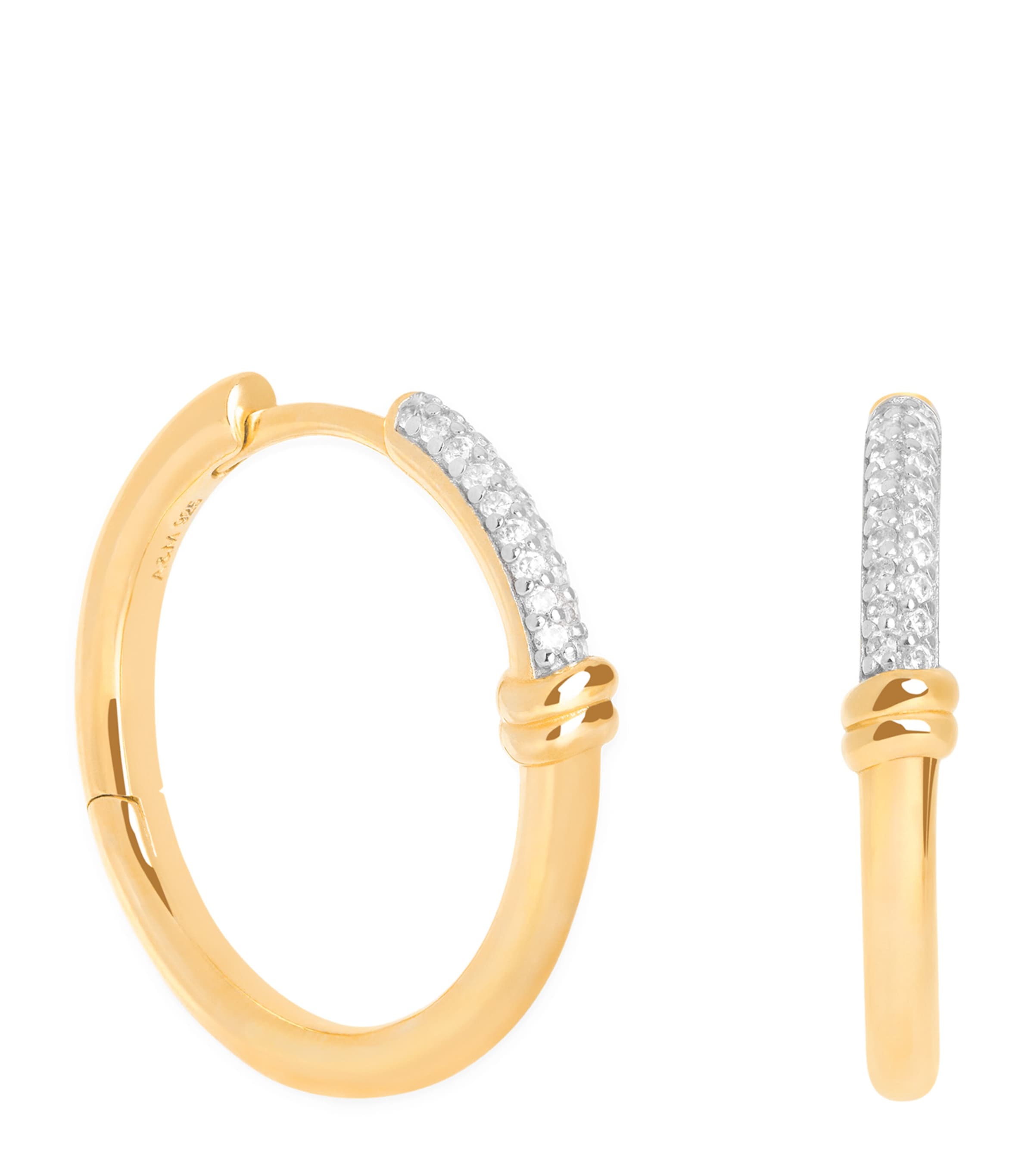 Gold-Plated Pavé Knot Hoop Earrings