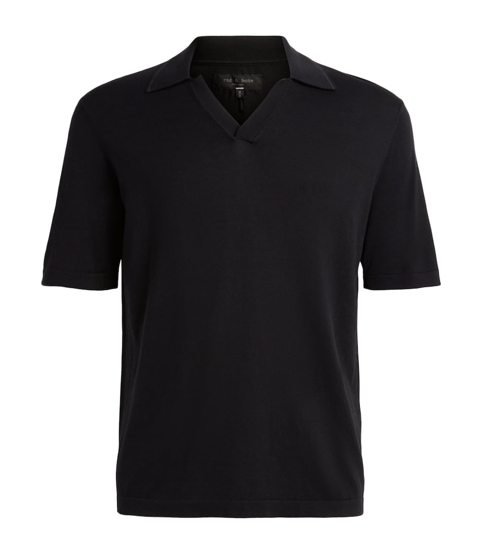 Rag & Bone Mens Silk-Cotton Conrad Polo Shirt Black