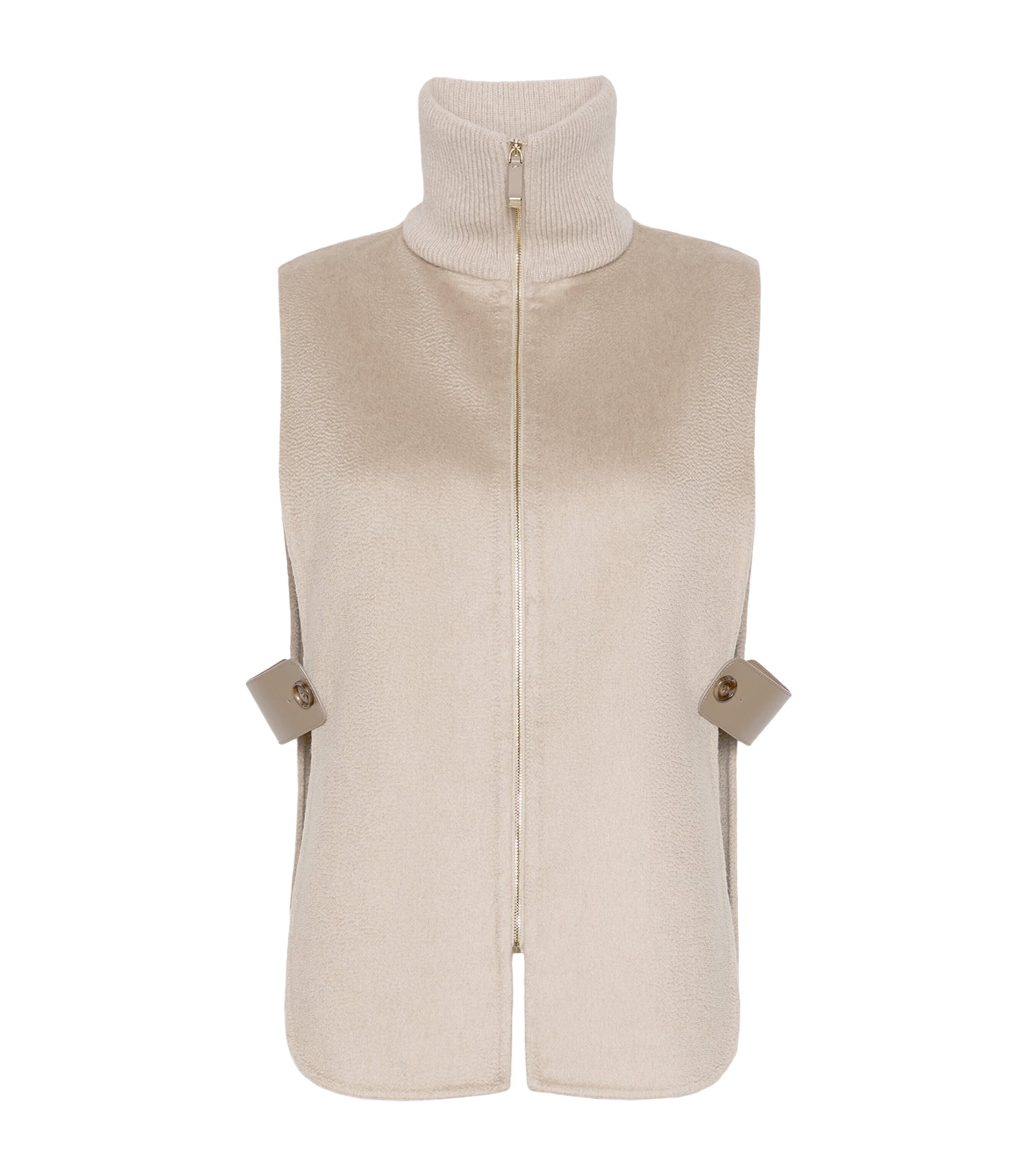 Max Mara Womens Cashmere Contrast-Rib Gilet Beige
