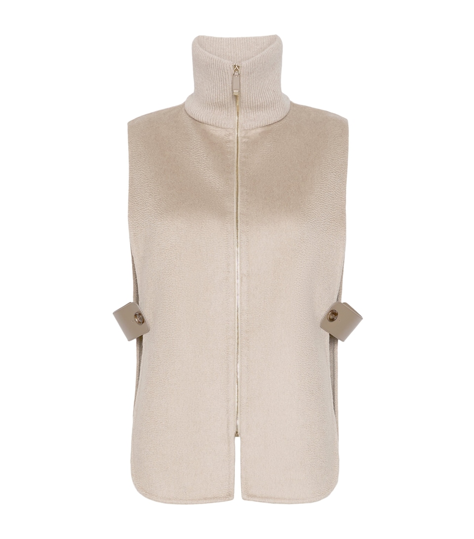 Max Mara Womens Cashmere Contrast-Rib Gilet Beige