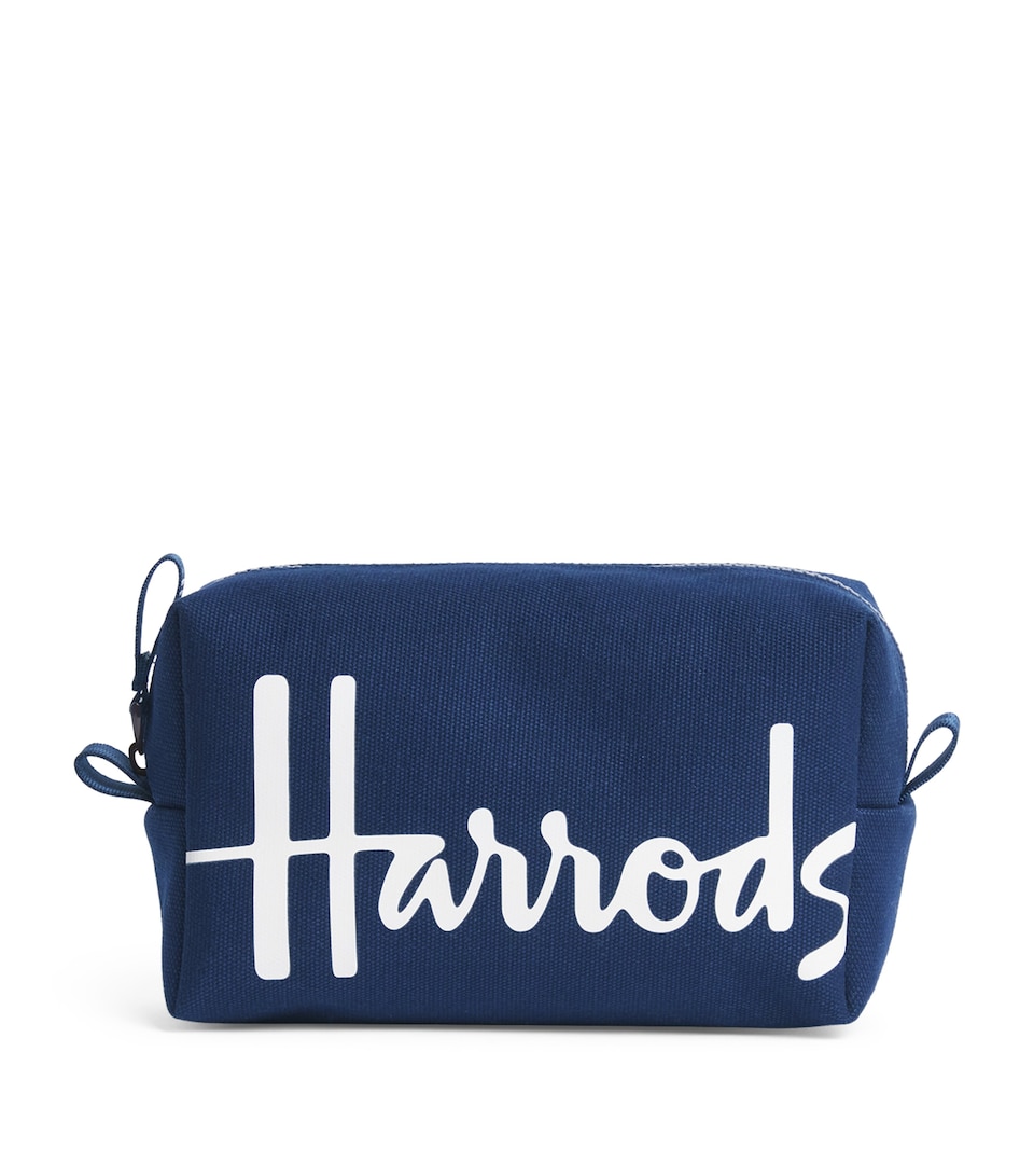 Harrods Cotton Logo Cosmetics Bag Navy