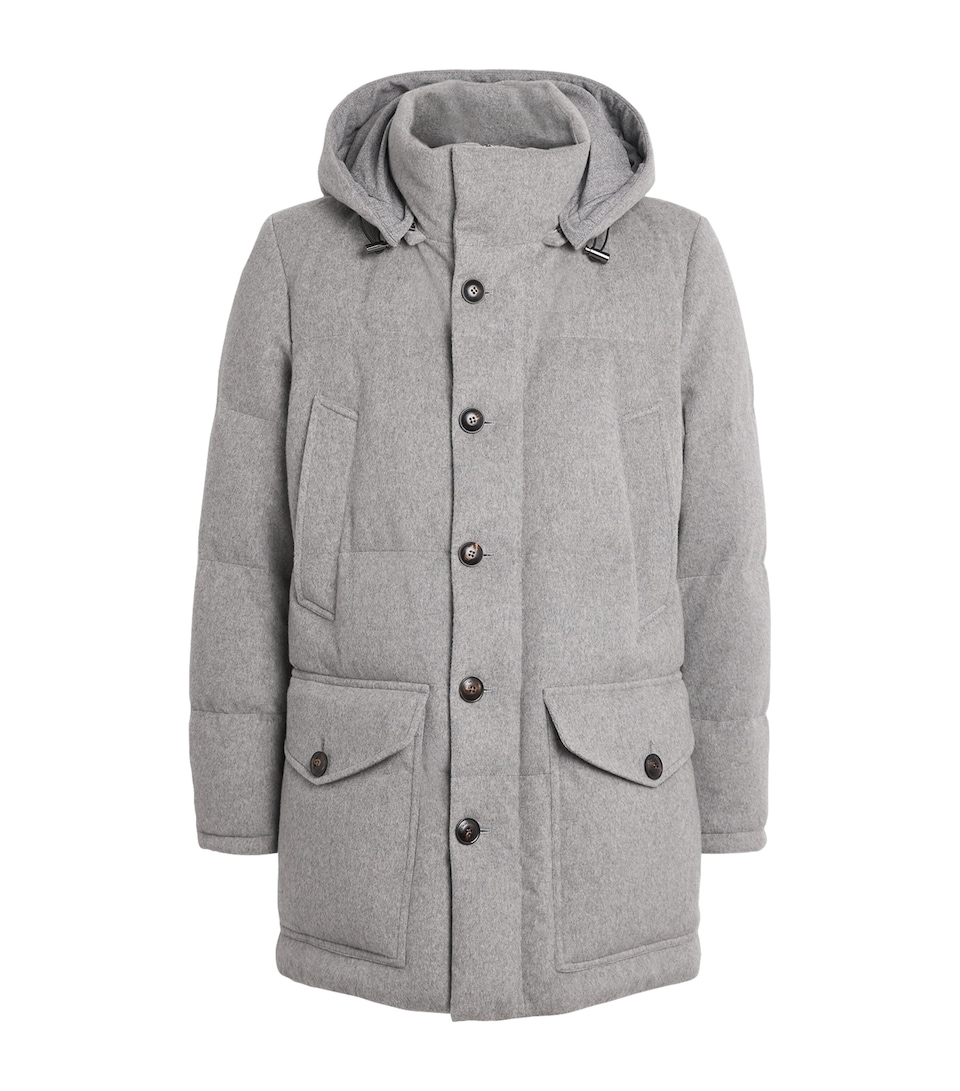 Pal Zileri Mens Virgin Wool-Cashmere Down Jacket Light Grey