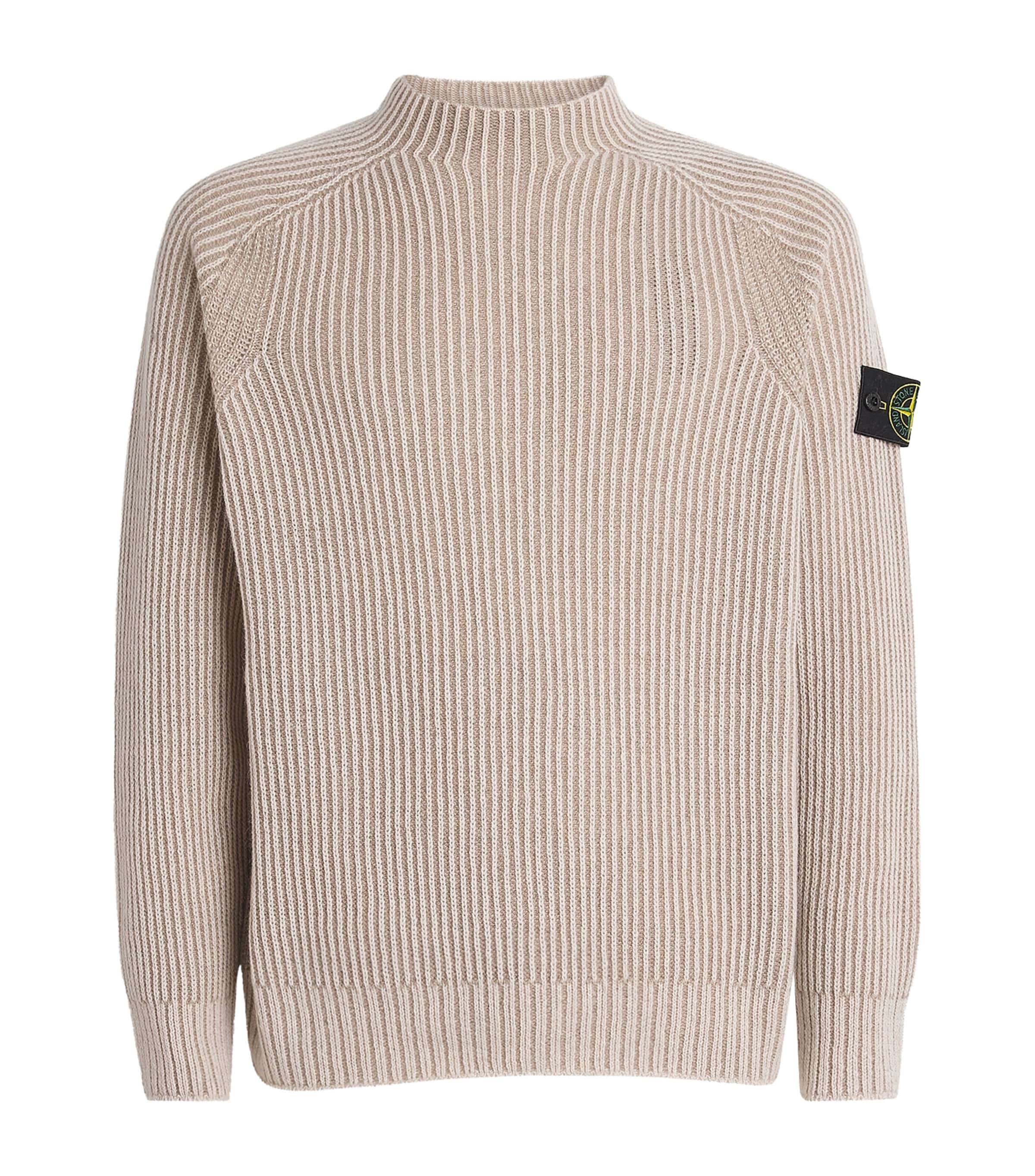 Stone Island Mens Cashmere-Wool Rib-Knit Sweater