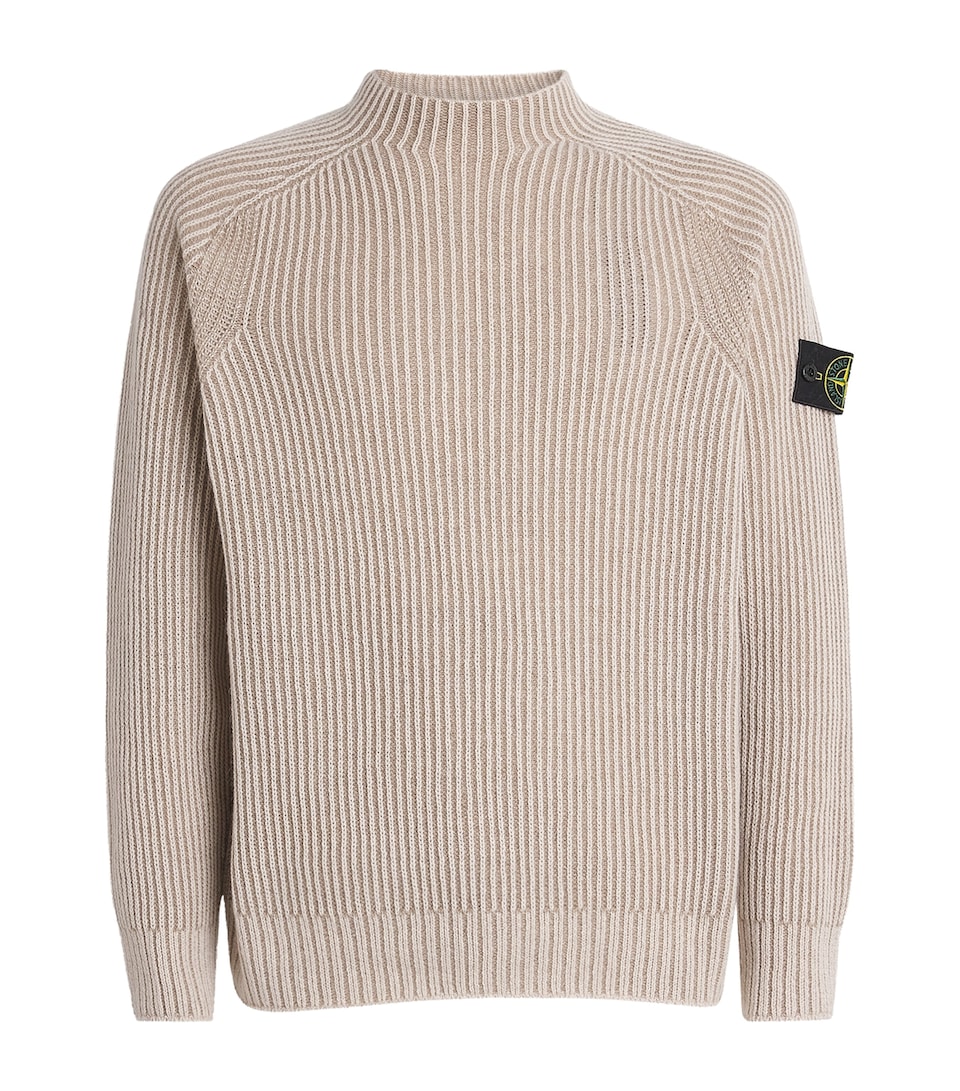 Stone Island Mens Cashmere-Wool Rib-Knit Sweater