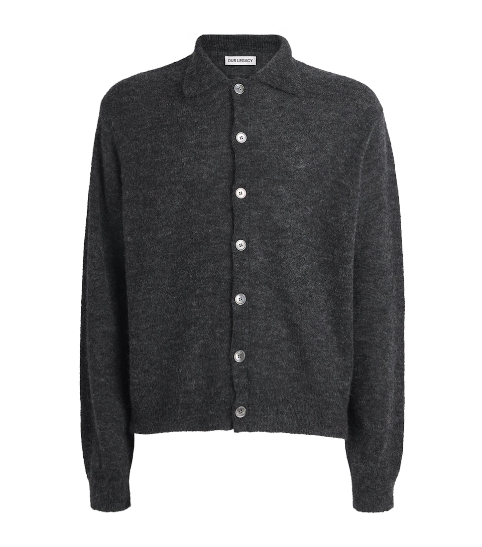 Alpaca-Blend Evening Polo Cardigan