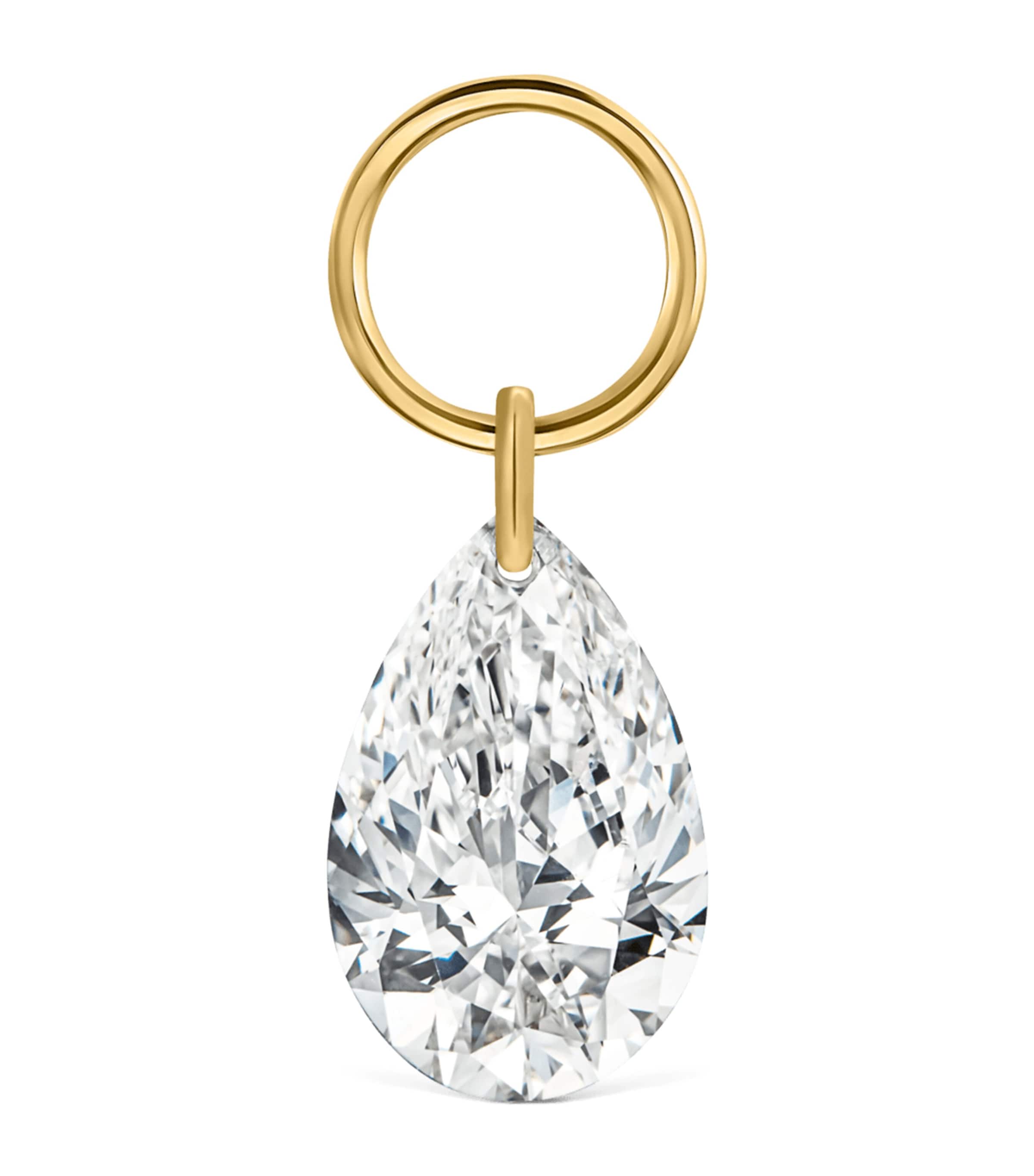 Yellow Gold and White Diamond Pear Charm (6mm)