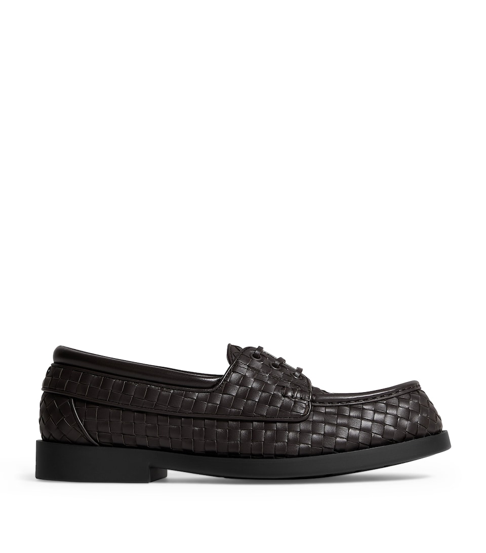 Bottega Veneta Leather Intrecciato Lace-Up Loafers
