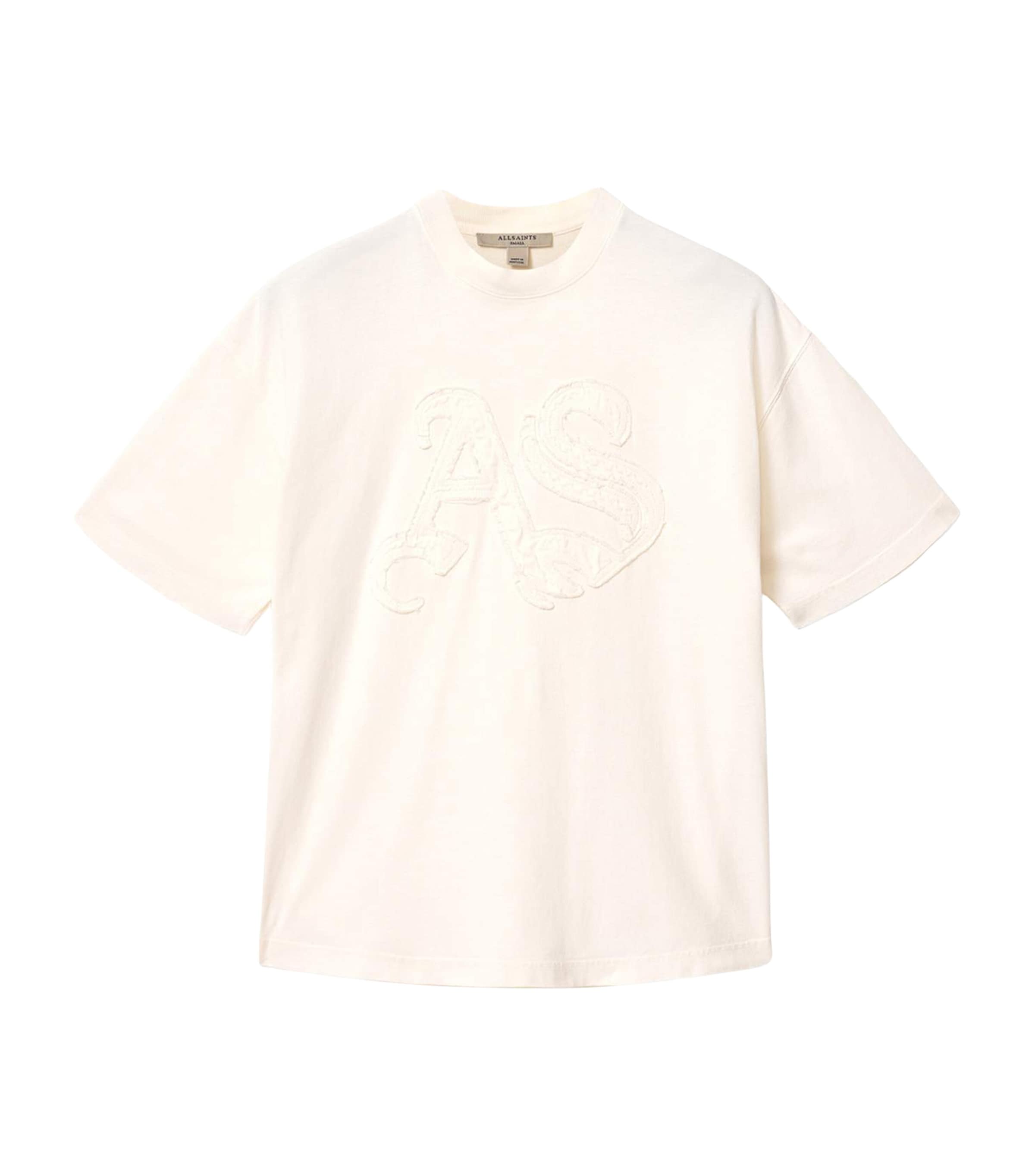 AllSaints Womens Organic Cotton Insignia Etta T-Shirt Mallow White