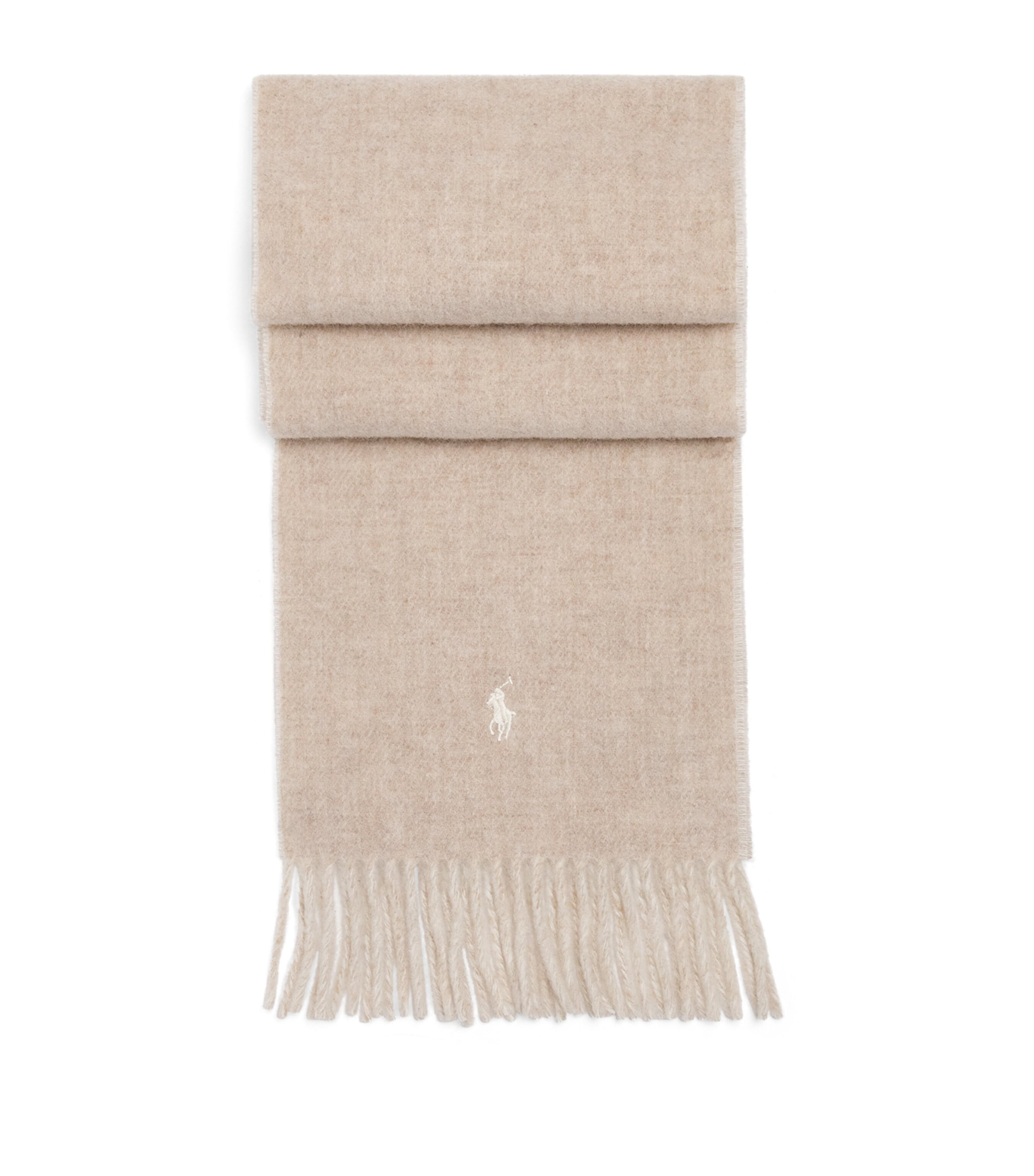Polo Ralph Lauren Wool-Blend Reversible Fringe Scarf Taupe/winter Cream