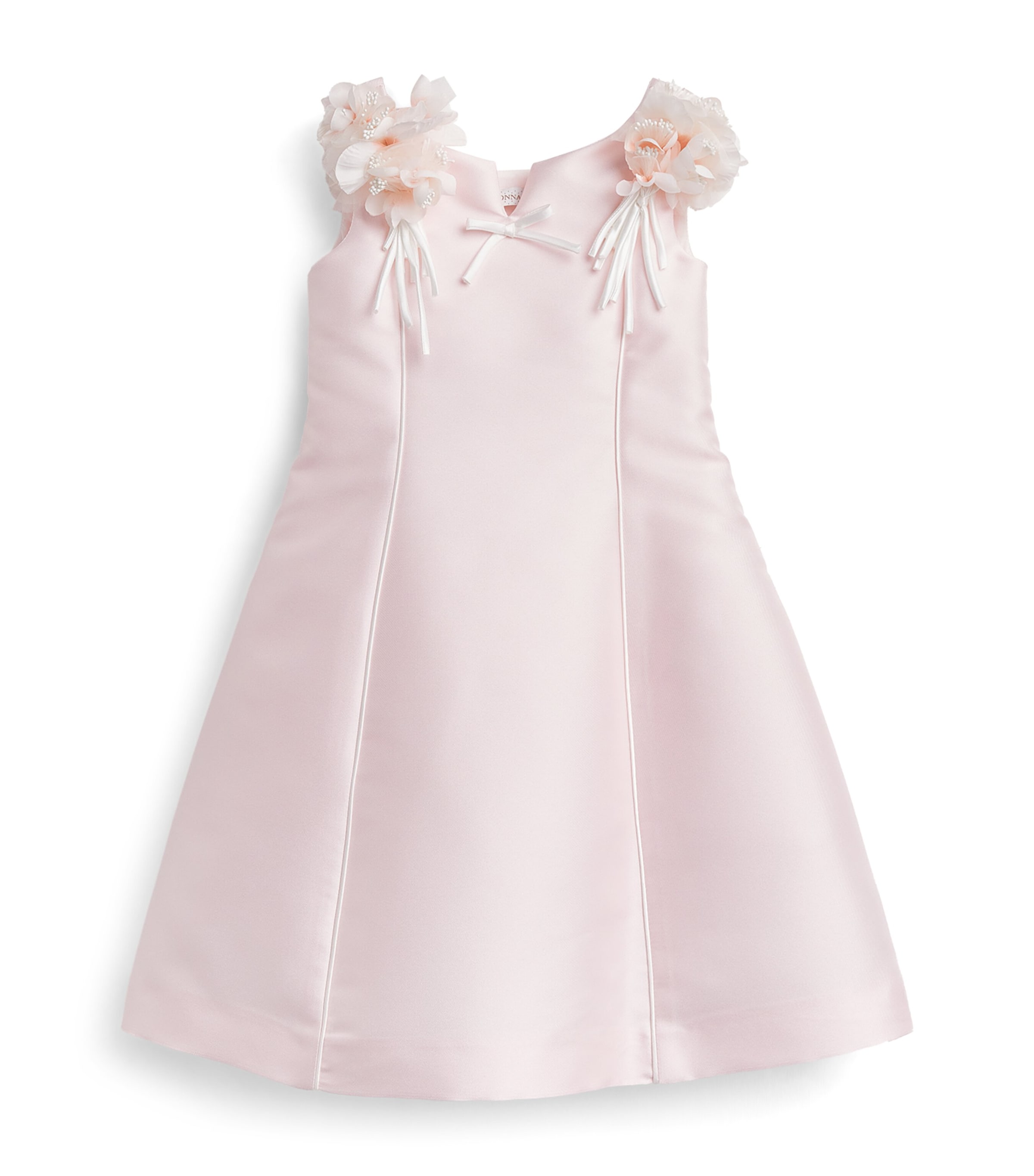 Monnalisa Satin Floral-Appliqué Dress (4-10 Years) Antique Pink