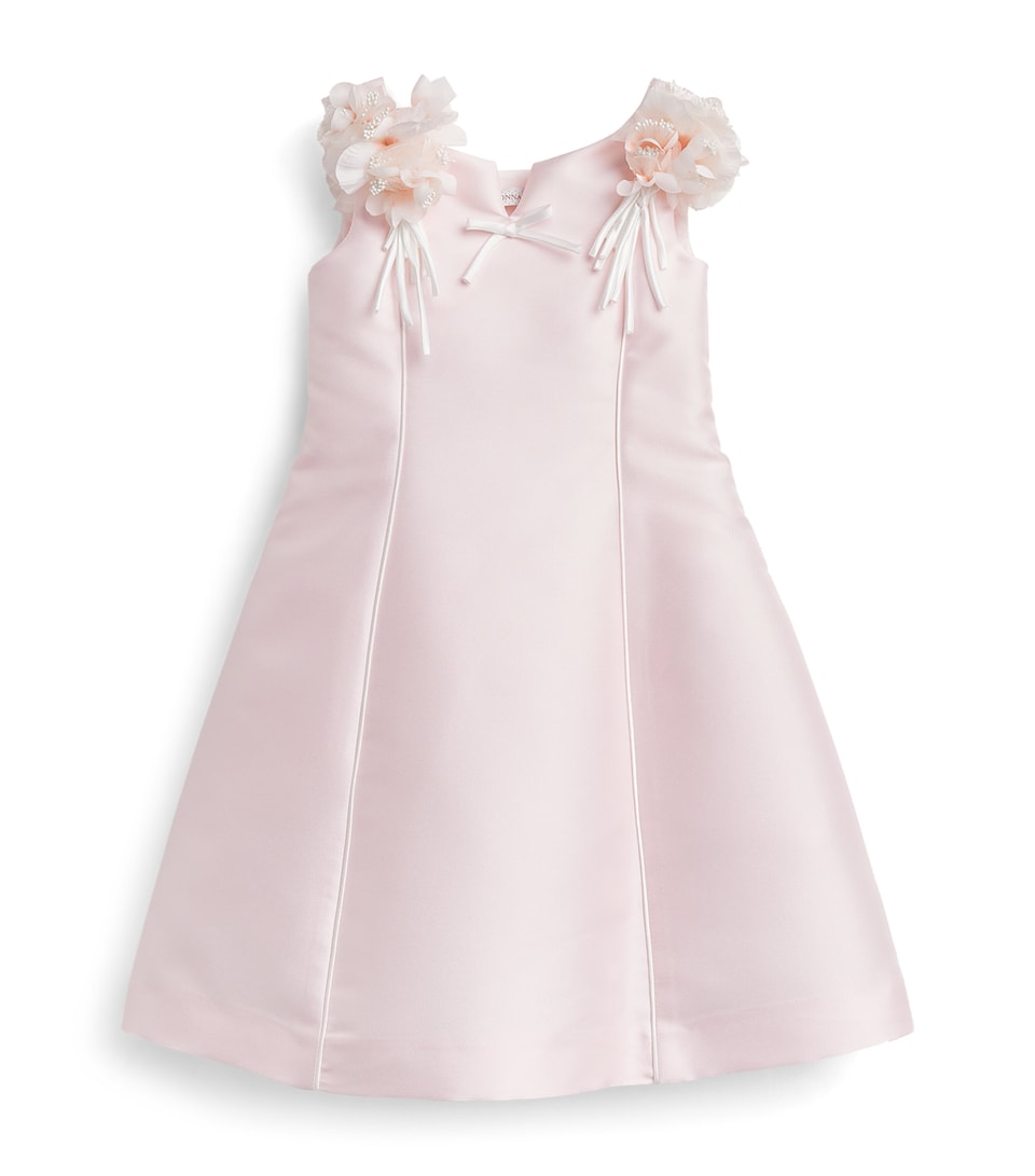 Monnalisa Satin Floral-Appliqué Dress (4-10 Years) Antique Pink