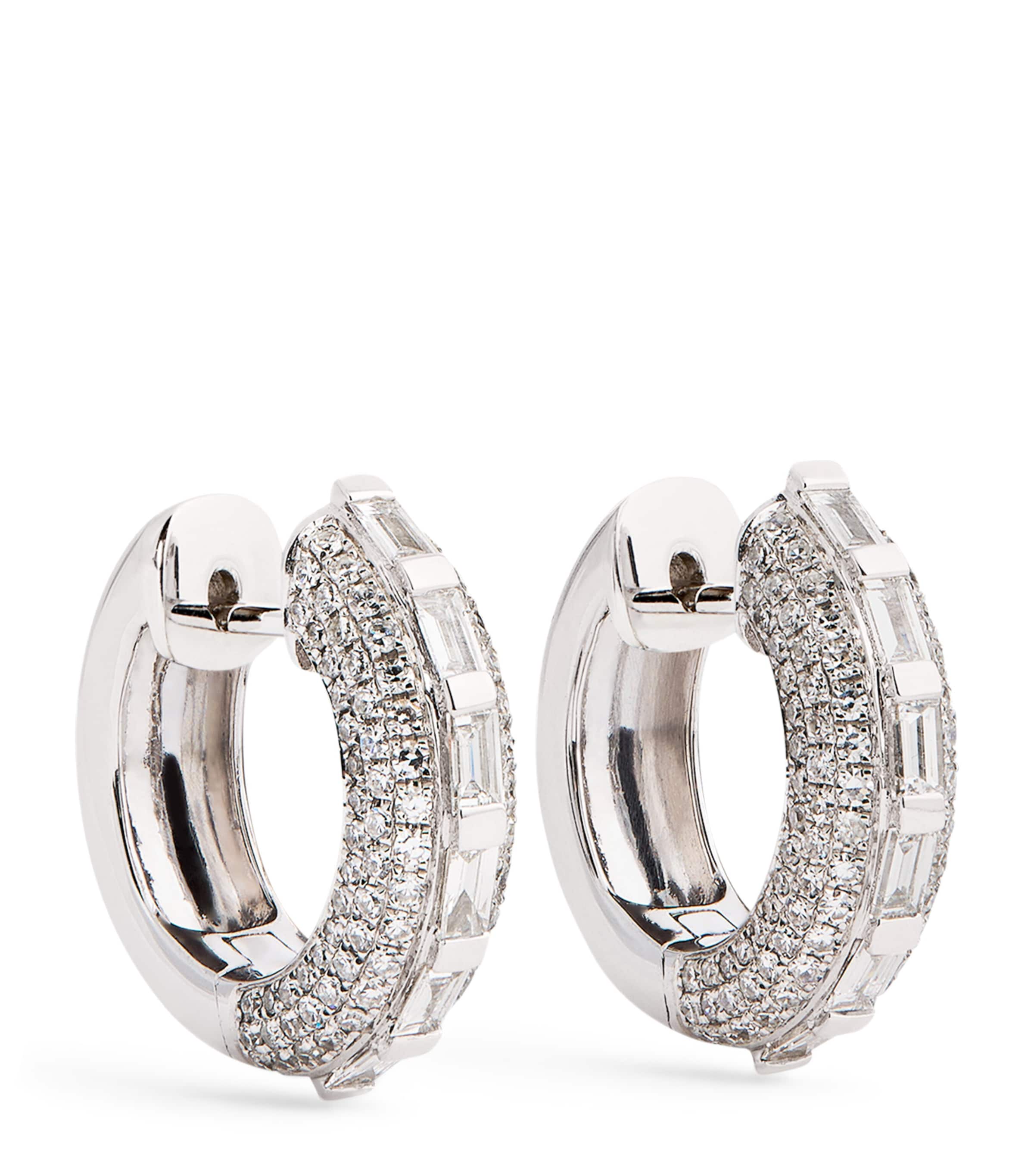 White Gold and Diamond Orbit Hoop Earrings