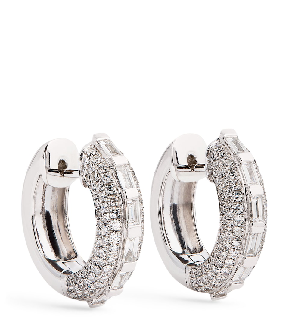White Gold and Diamond Orbit Hoop Earrings