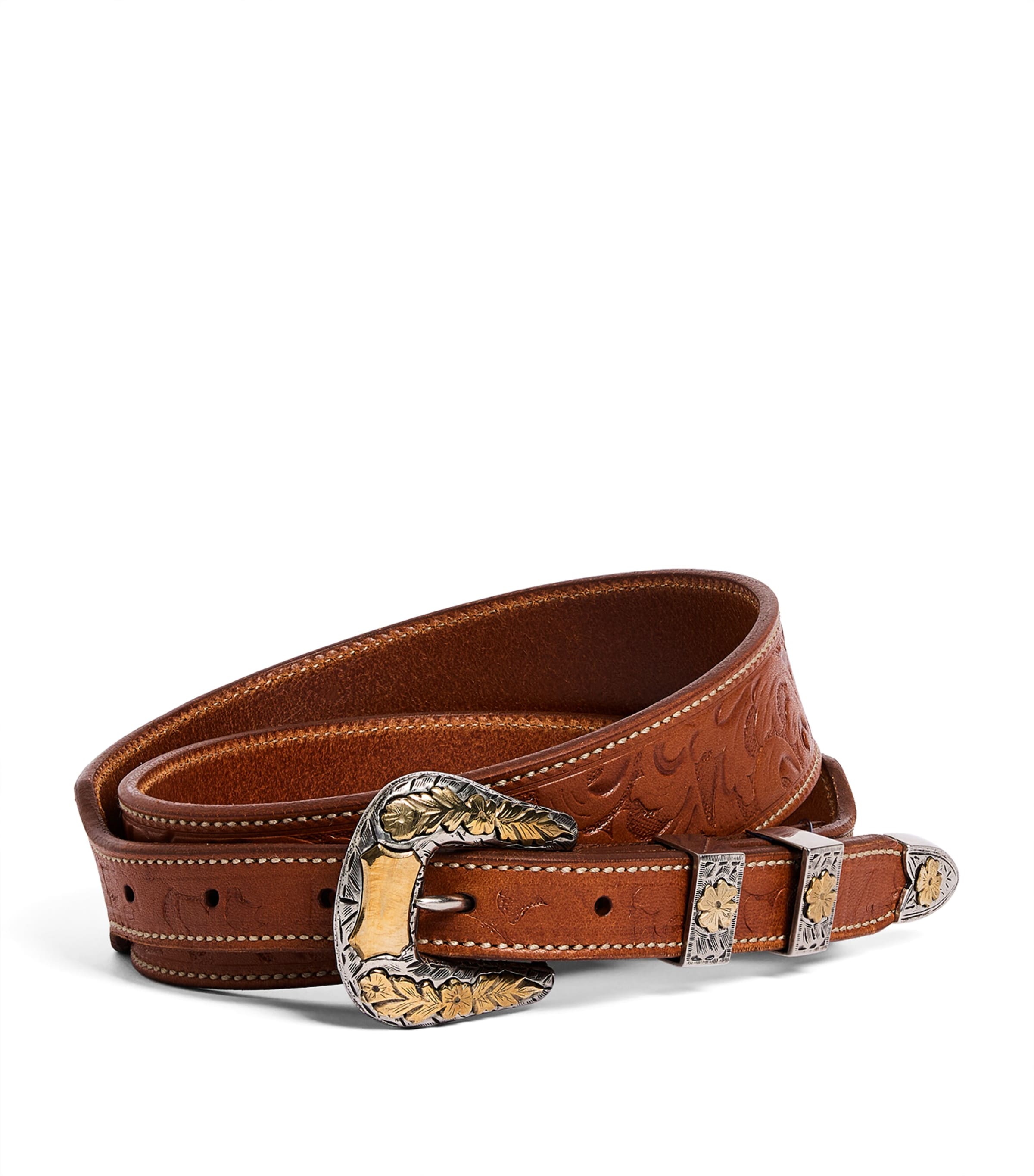 Ralph Lauren Purple Label Leather Western Belt Rl Gold