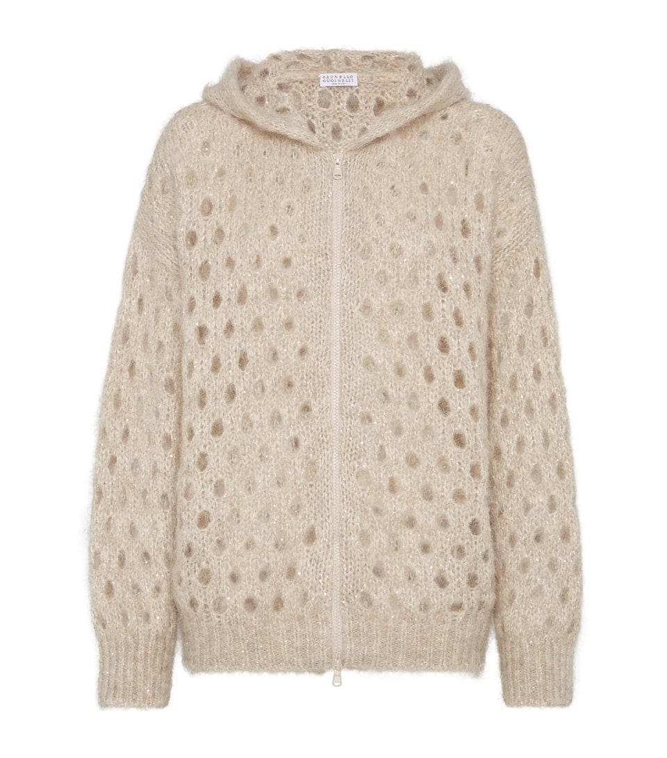Mohair-Blend Dazzling Net Cardigan