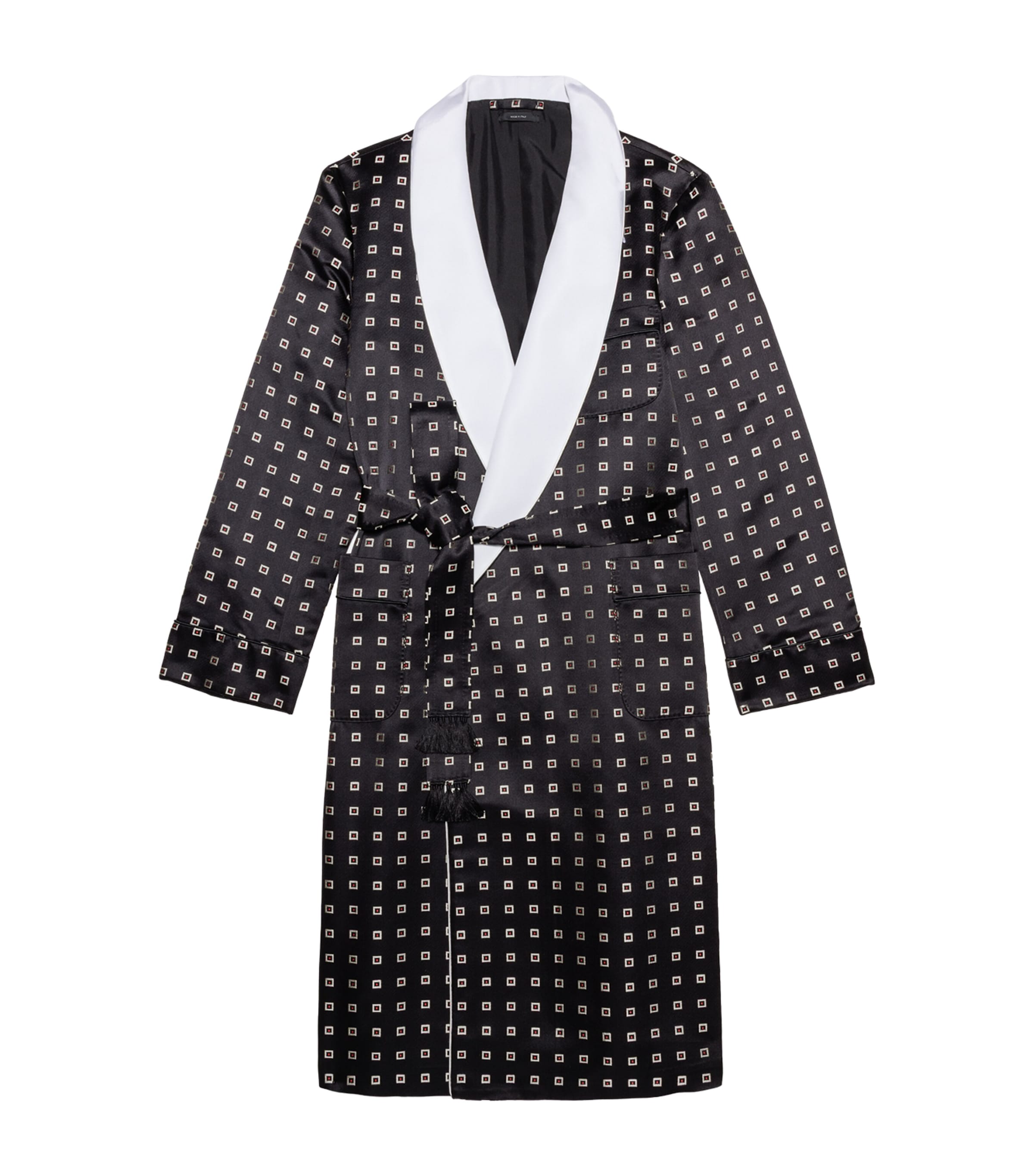 TOM FORD Mens Double Duchess Silk Geometric Jacquard Robe Nwc