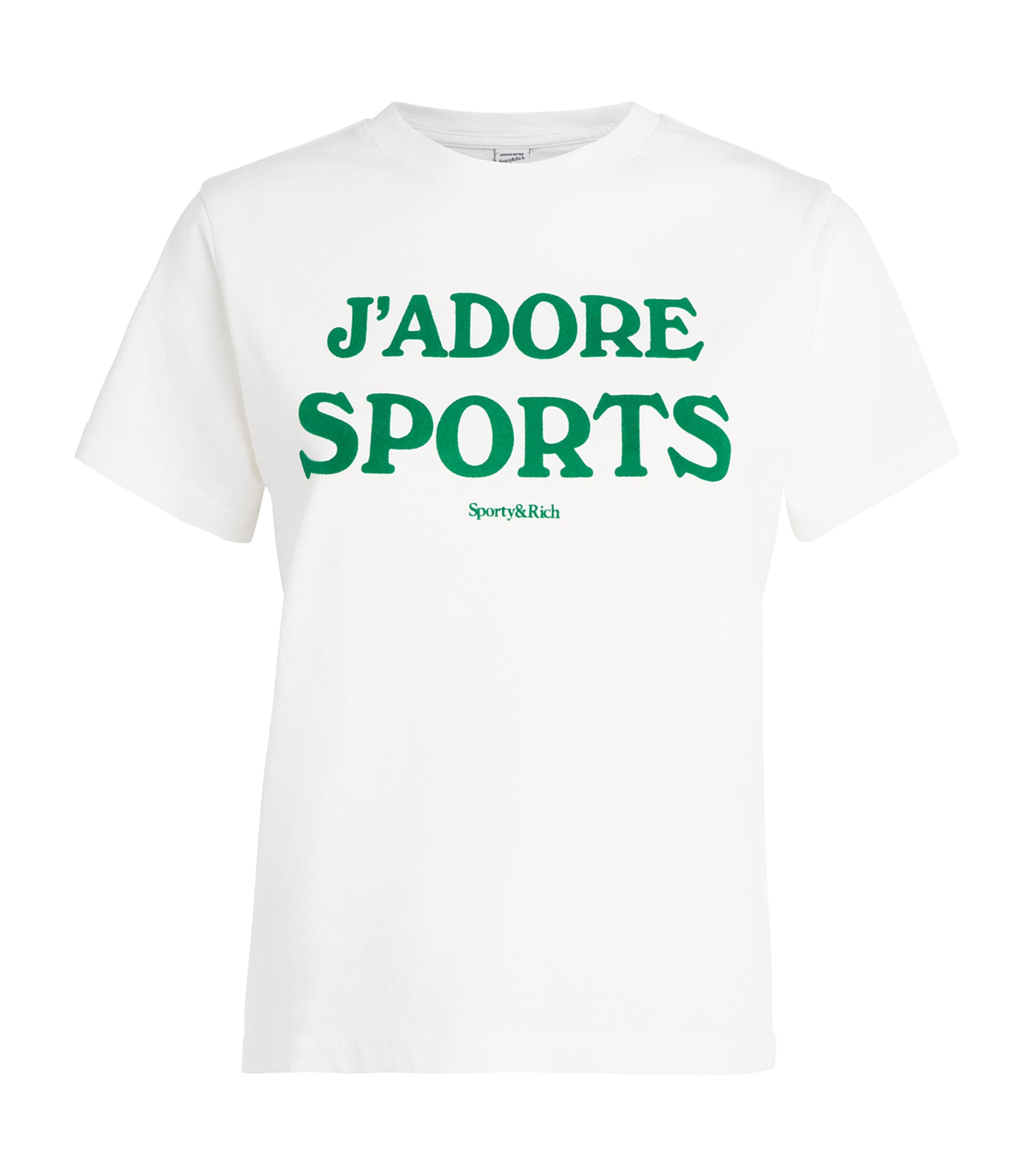 Sporty & Rich Womens Cotton J’adore Baby Tee White Kelly