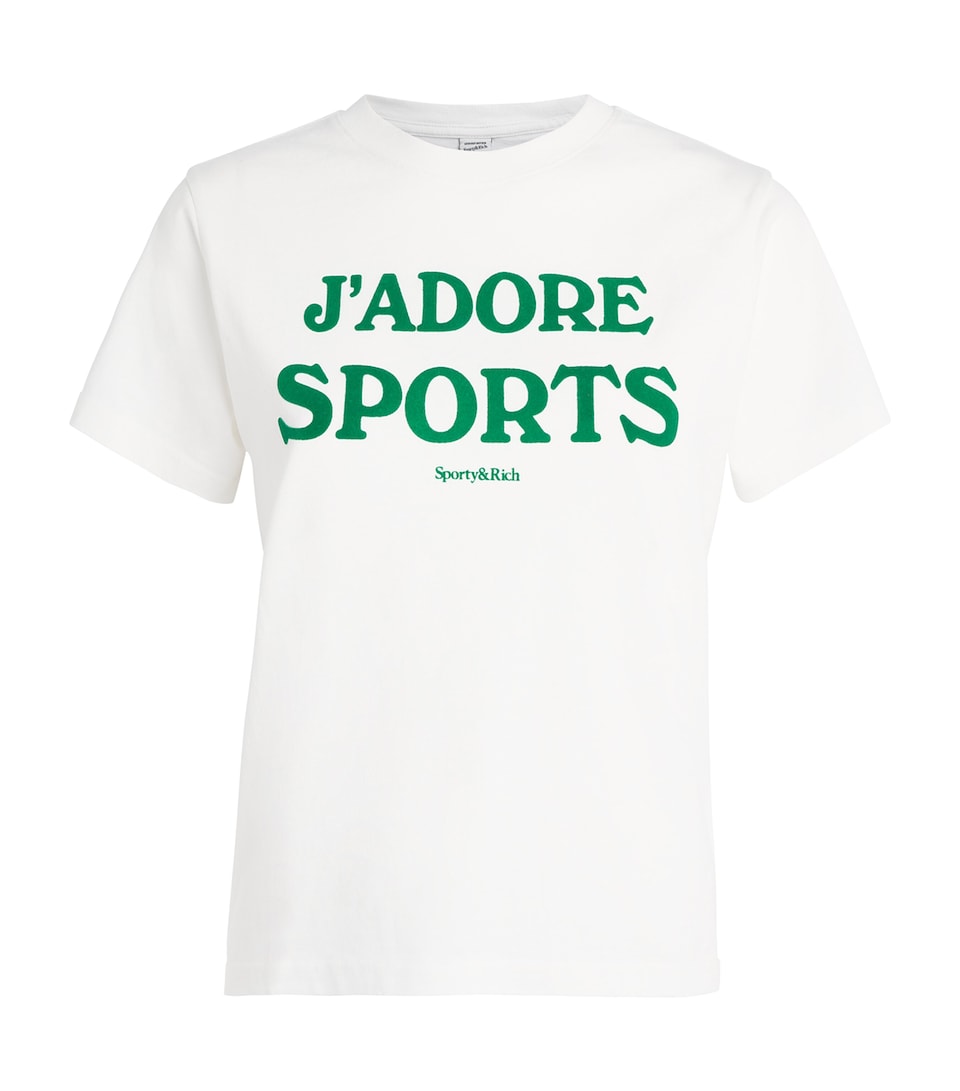 Sporty & Rich Womens Cotton J’adore Baby Tee White Kelly