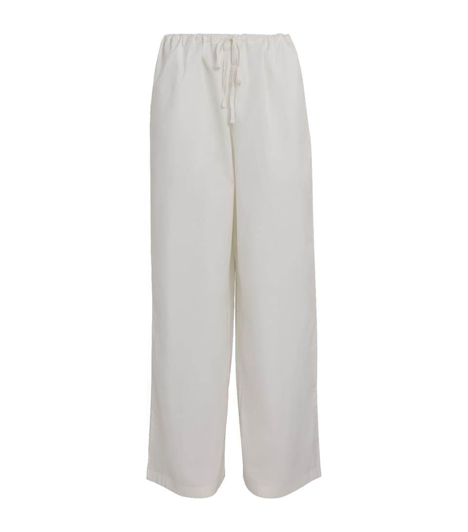 Cotton Poplin Wide-Leg Trousers