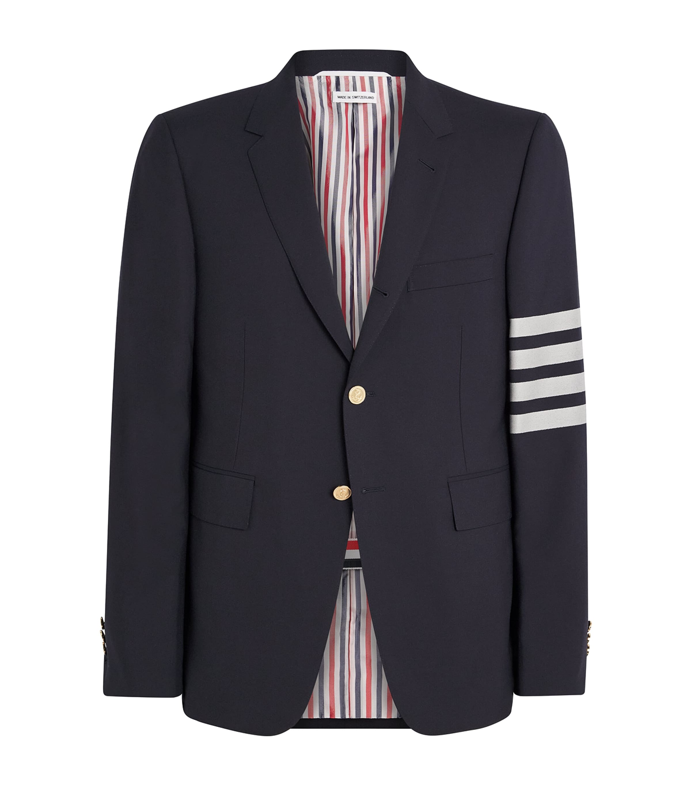 Thom Browne Mens Wool 4-Bar Stripe Blazer Navy
