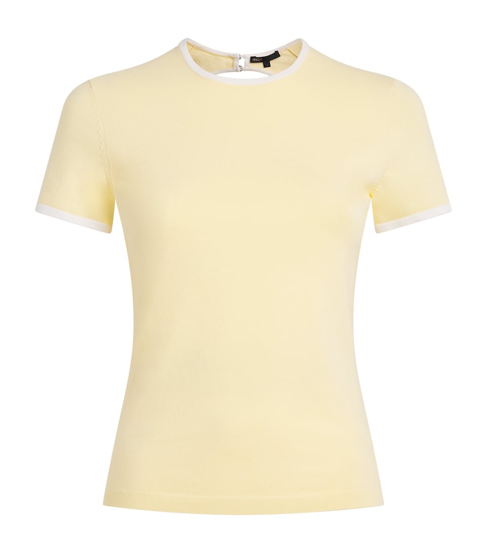 Maje Womens Keyhole Cut-Out T-Shirt Pale Yellow