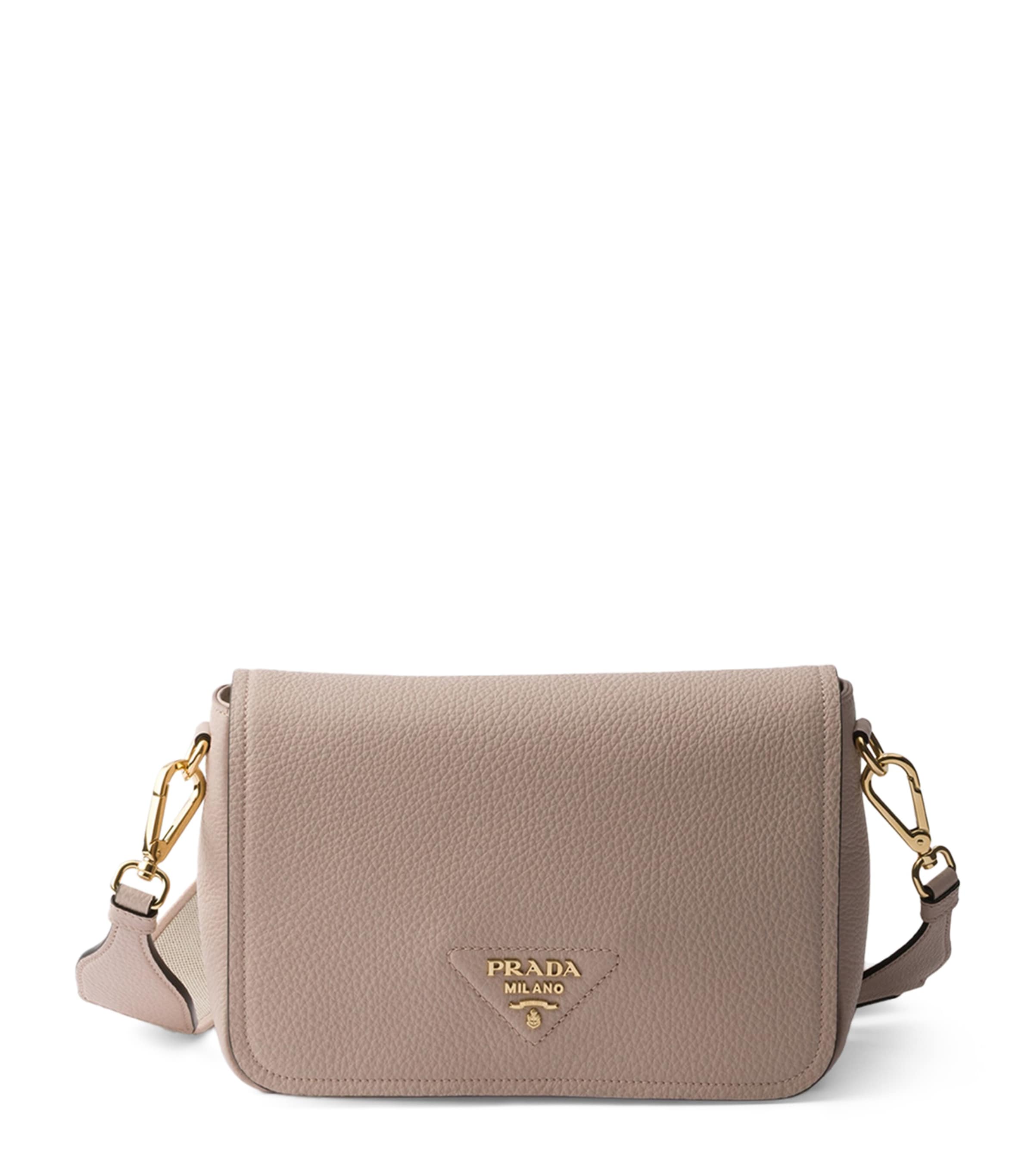 Prada Grained Leather Shoulder Bag Powder