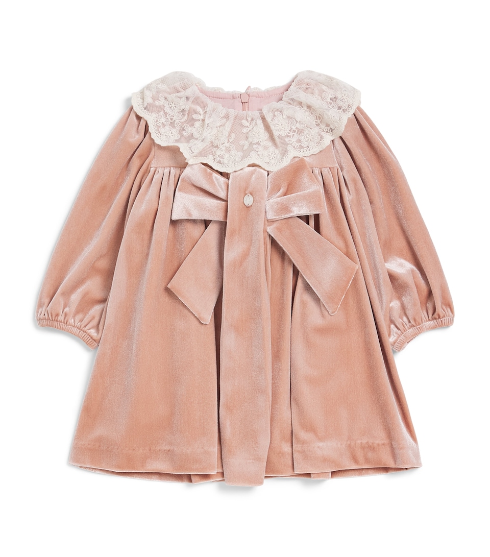 Patachou Velvet Bow Dress (6 Months-4 Years) Old Pink