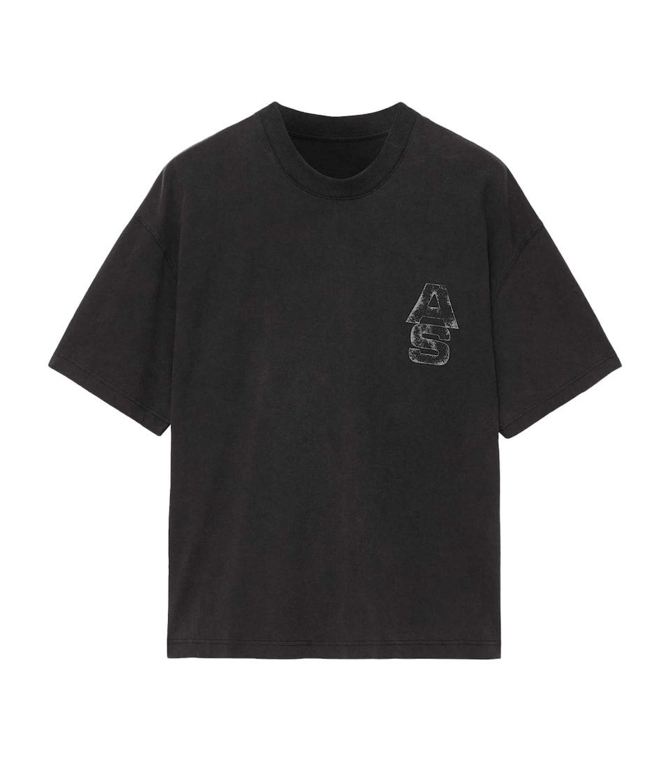 AllSaints Mens Organic Cotton Roller T-Shirt Washed Black