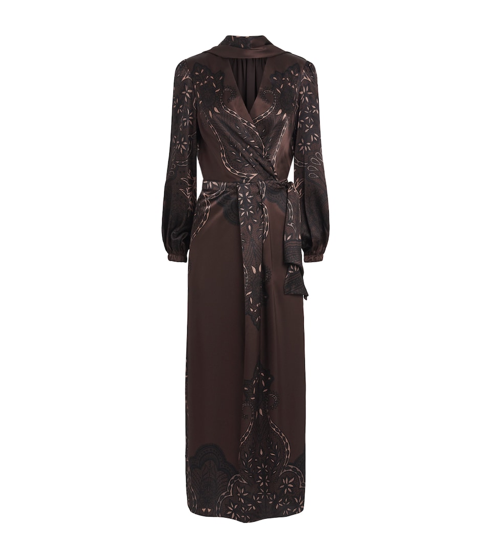 Johanna Ortiz Womens Silk Timeless Concurse Maxi Dress Chocolate