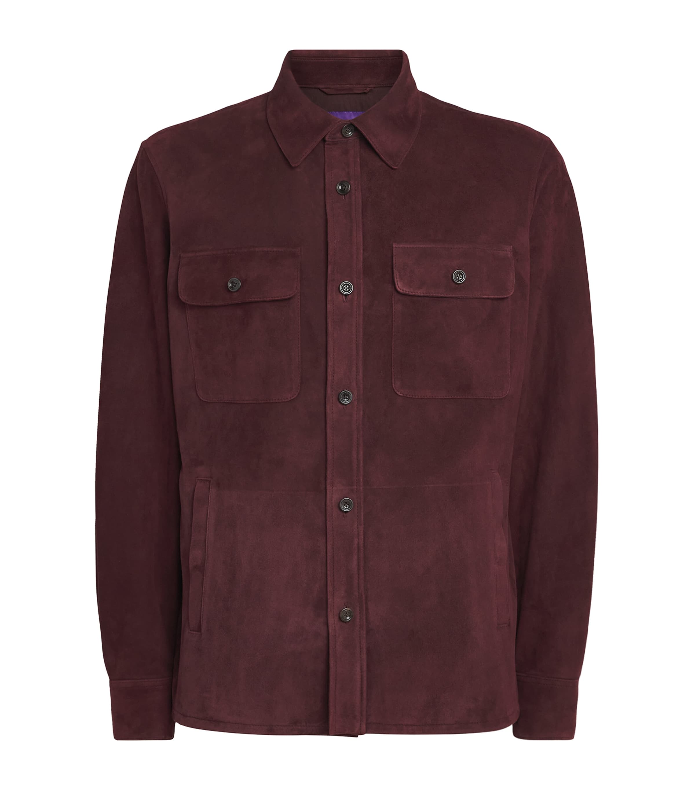 Ralph Lauren Purple Label Mens Suede Overshirt Bordeaux