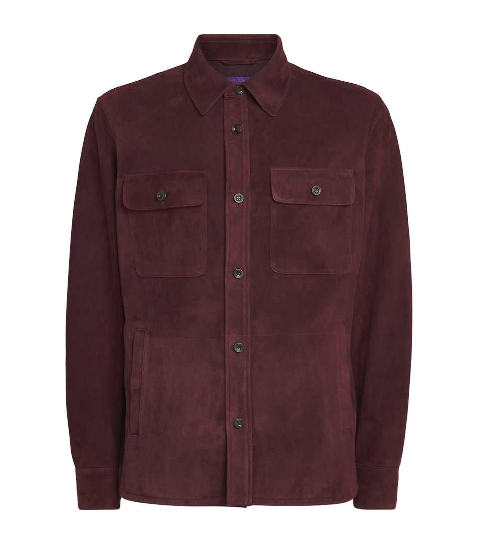 Ralph Lauren Purple Label Mens Suede Overshirt Bordeaux