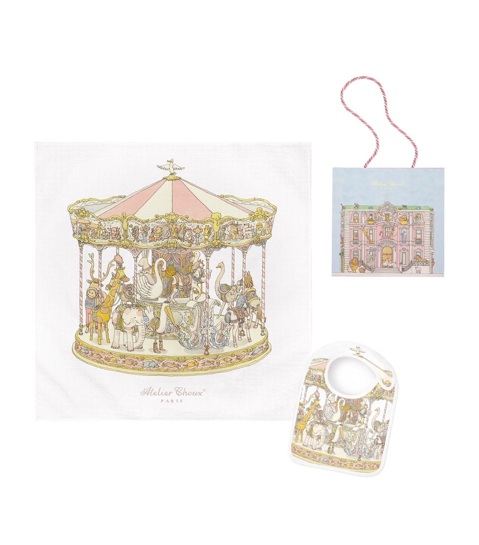 Carousel Blanket, Bib and Bag Gift Set